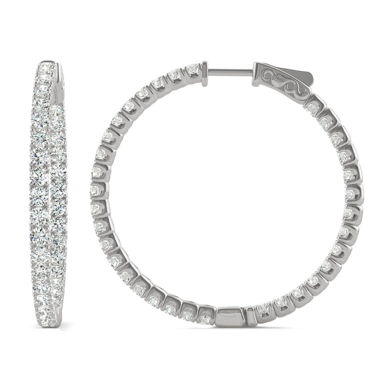  Charles & Colvard Charles & Colvard Moissanite Hoop Earrings - White Gold - Bonton