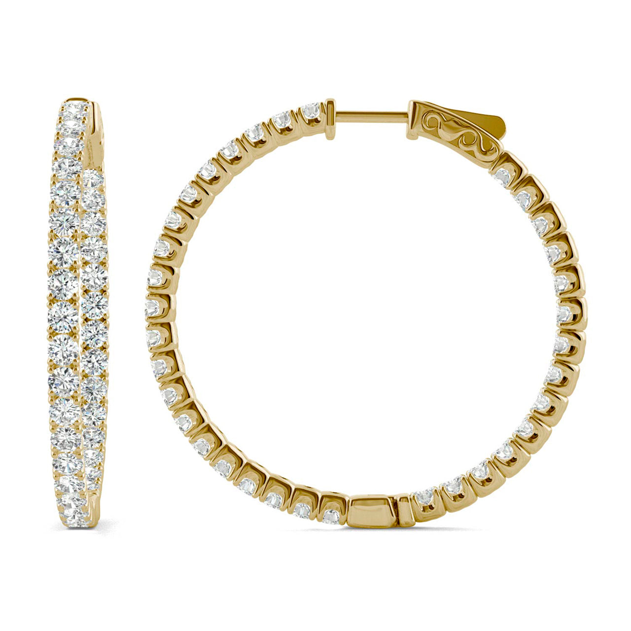  Charles & Colvard Charles & Colvard Moissanite Hoop Earrings - Yellow Gold - Bonton