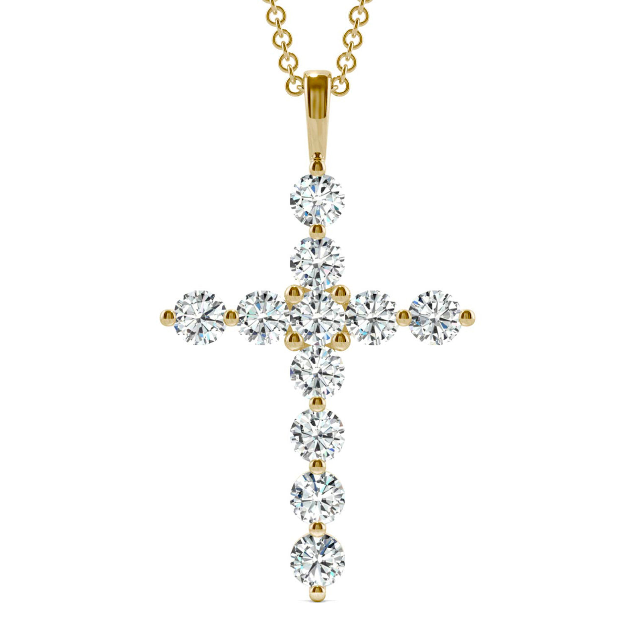  Charles & Colvard Charles & Colvard 1.10cttw Moissanite Cross Pendant - Yellow Gold - Bonton