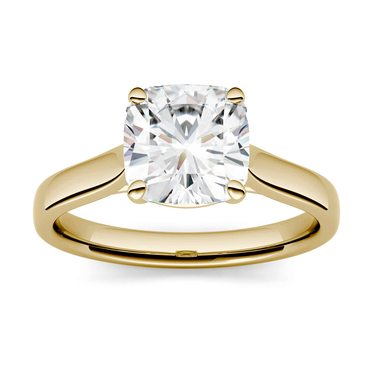  Charles & Colvard Charles & Colvard 2.00cttw Moissanite Cushion Solitaire Ring - Yellow Gold - Bonton