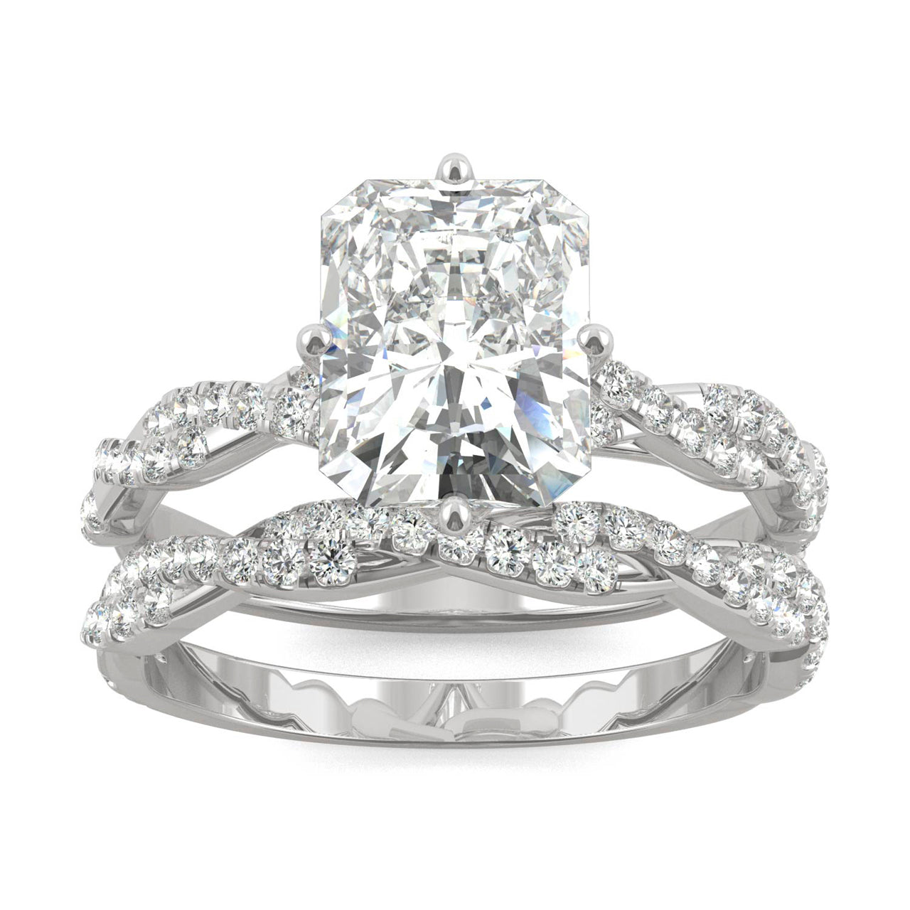  Charles & Colvard Charles & Colvard 3.42cttw Moissanite Radiant Bridal Set - White Gold - Bonton