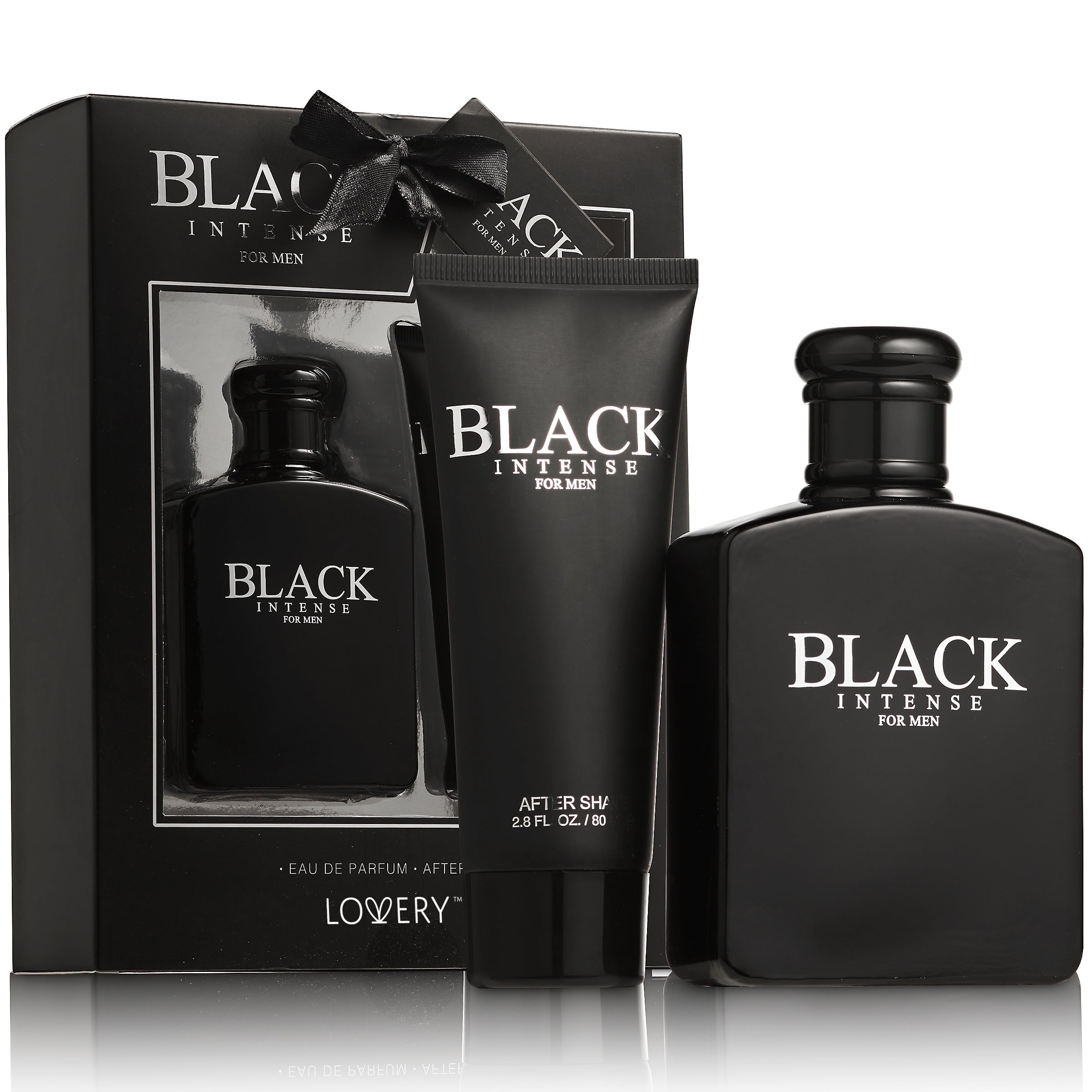  Lovery Black Intense Mens Bath and Body Home Spa Gift Set - Black/Silver - Bonton