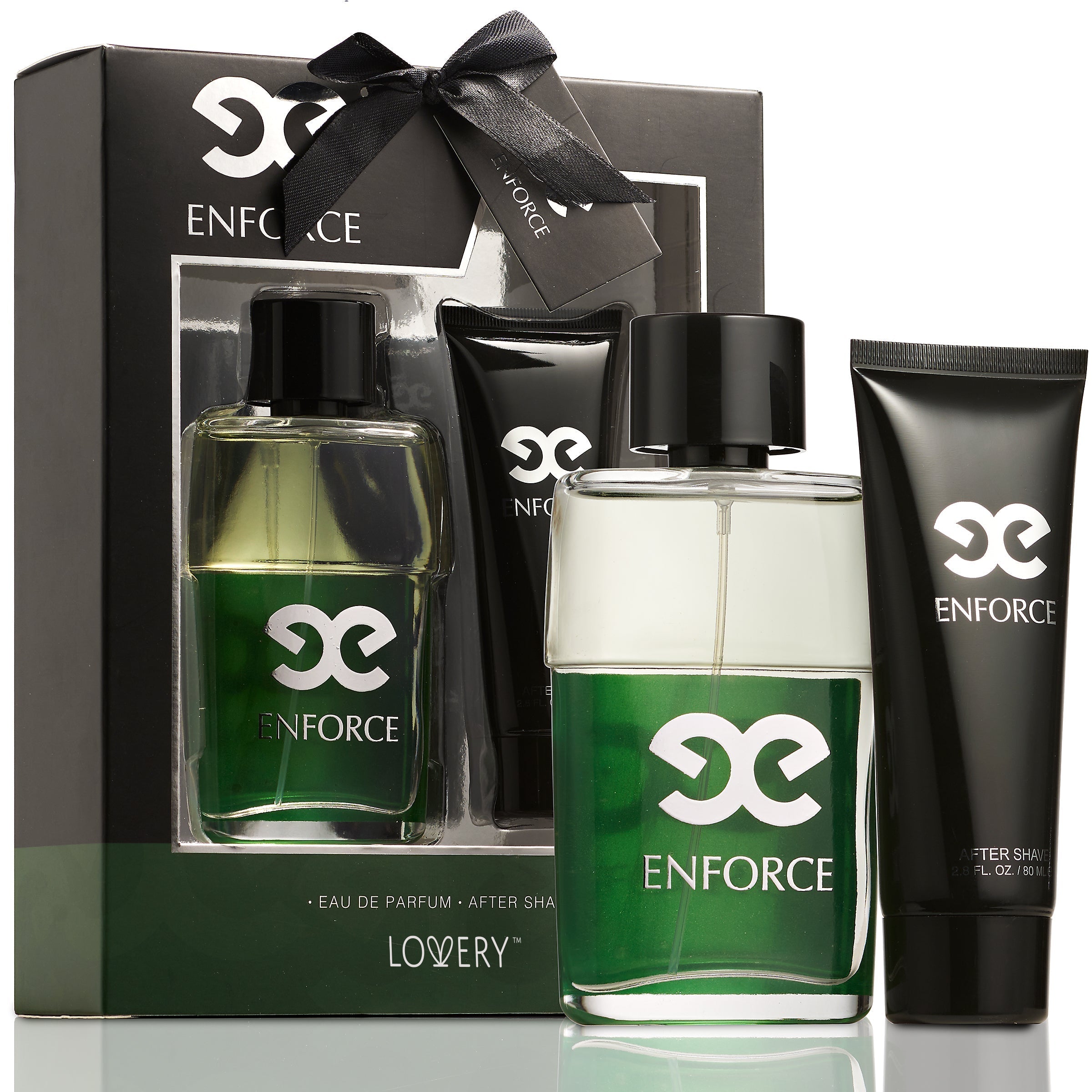  Lovery Enforce Mens Bath and Body Pampering Set - 2pc Home Spa Beauty Gift - Black/Green/Silver - Bonton