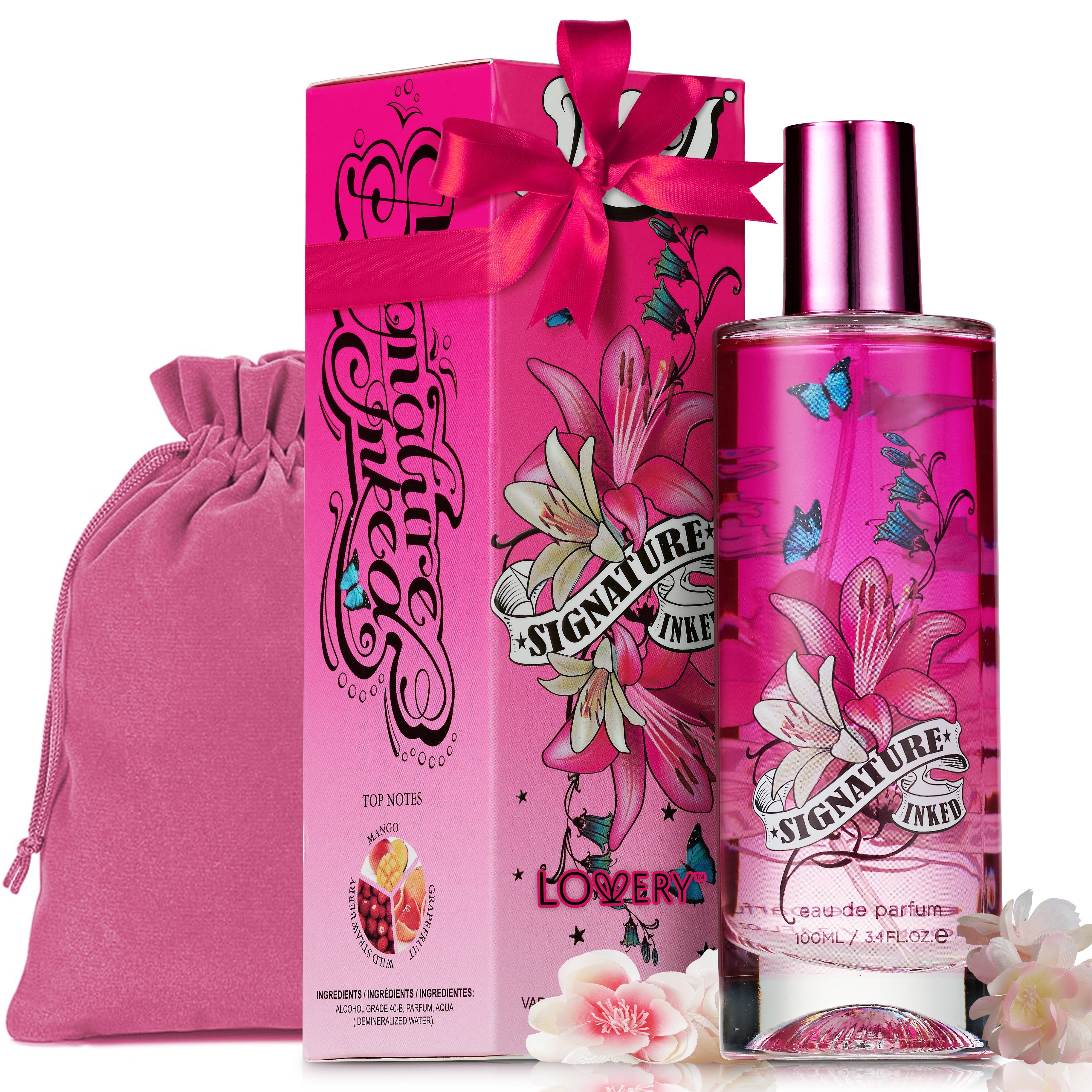  Lovery Womenâ€™s Love Signature Inked 3.4oz Perfume Spray Gift Set - Pink - Bonton