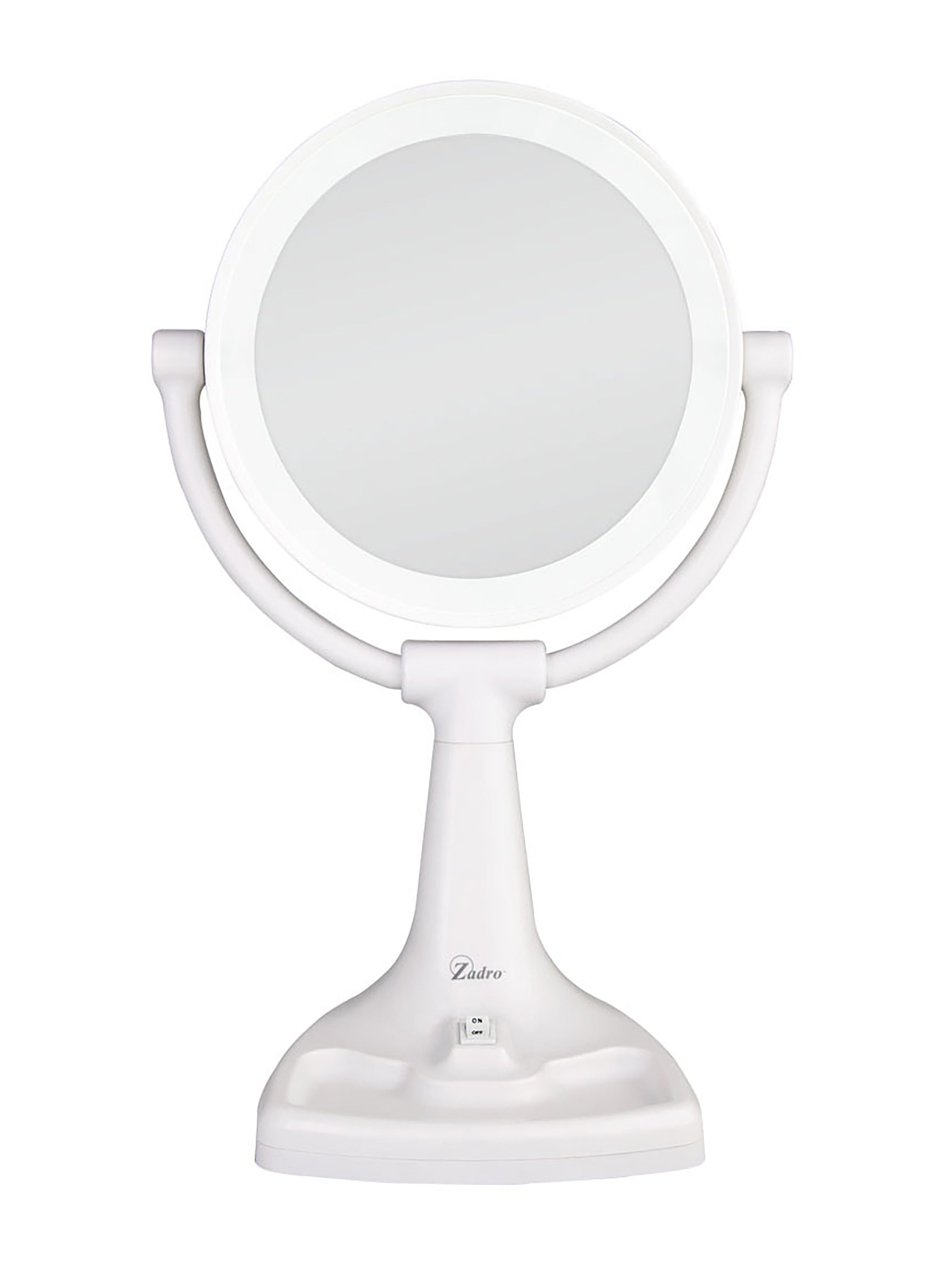  Zadro Max Bright Lighted Makeup Mirror with 10X/1X Magnification & Storage Tray - White - Bonton