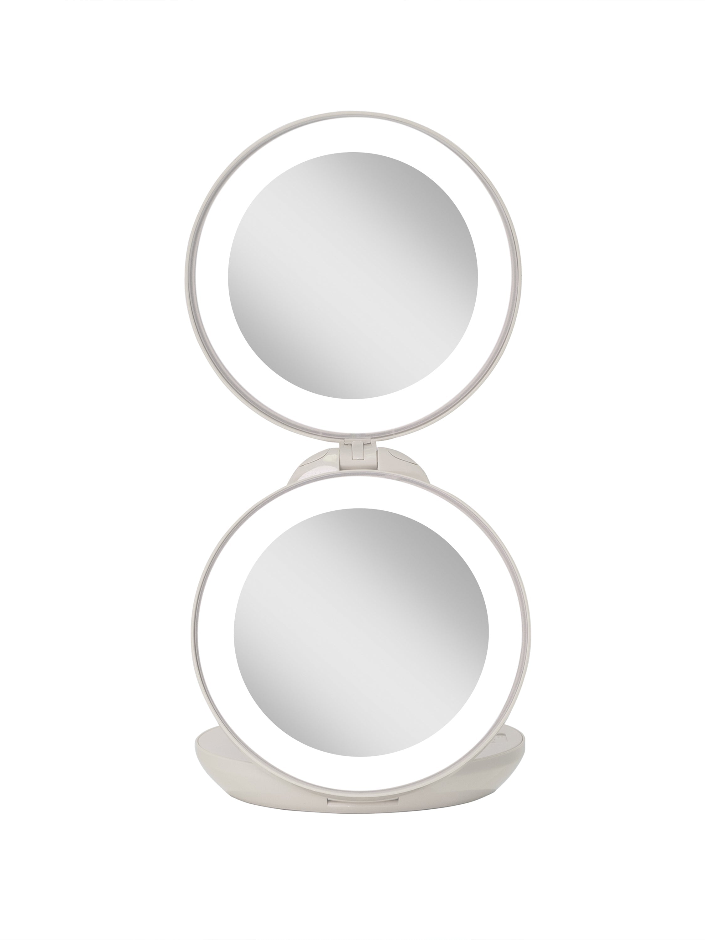  Zadro Lighted Travel Mirror with 10X/1X Magnification & Folding-to-Compact - Taupe - Bonton