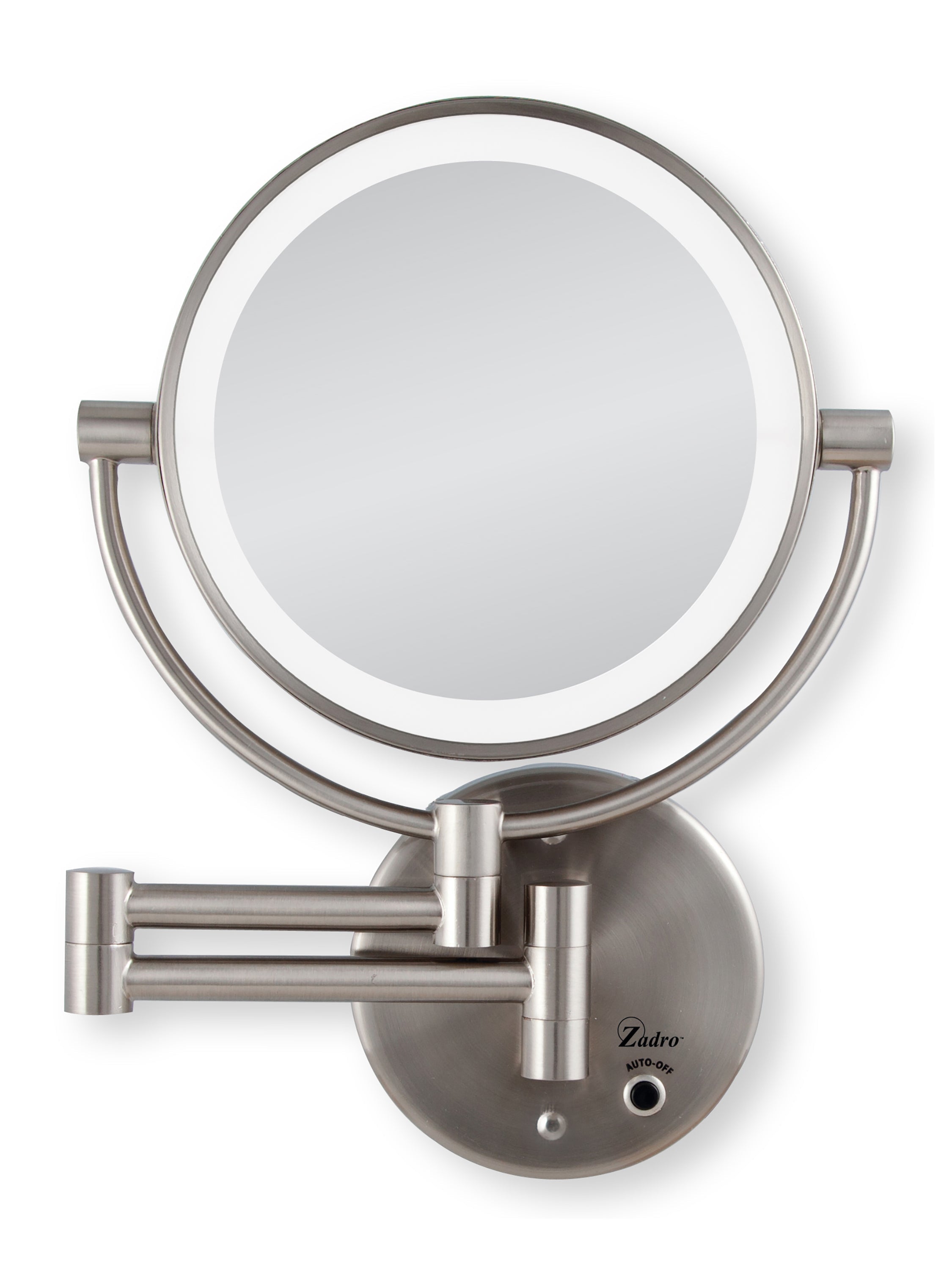  Zadro Lighted Wall Mounted Makeup Mirror with 5X/1X Magnification & Cordless - Satin Nickel - Bonton