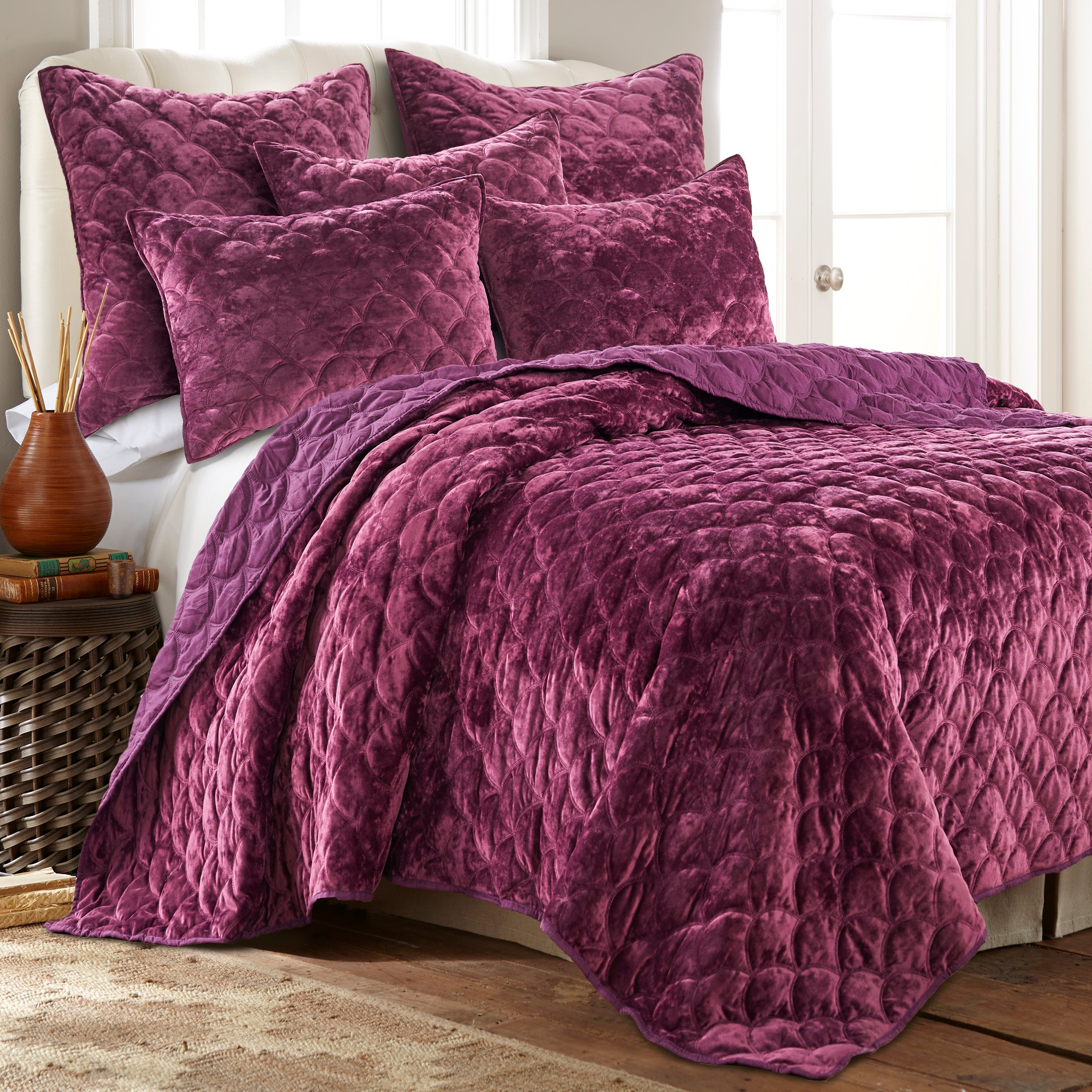  Birch Hill By Levtex Ellora Plum Velvet Quilt - Plum - Bonton