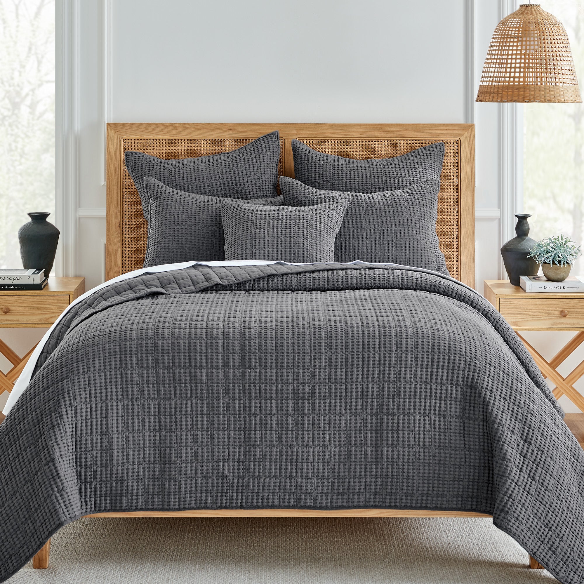  Levtex Home Mills Waffle Quilt Set Charcoal - Charcoal - Bonton