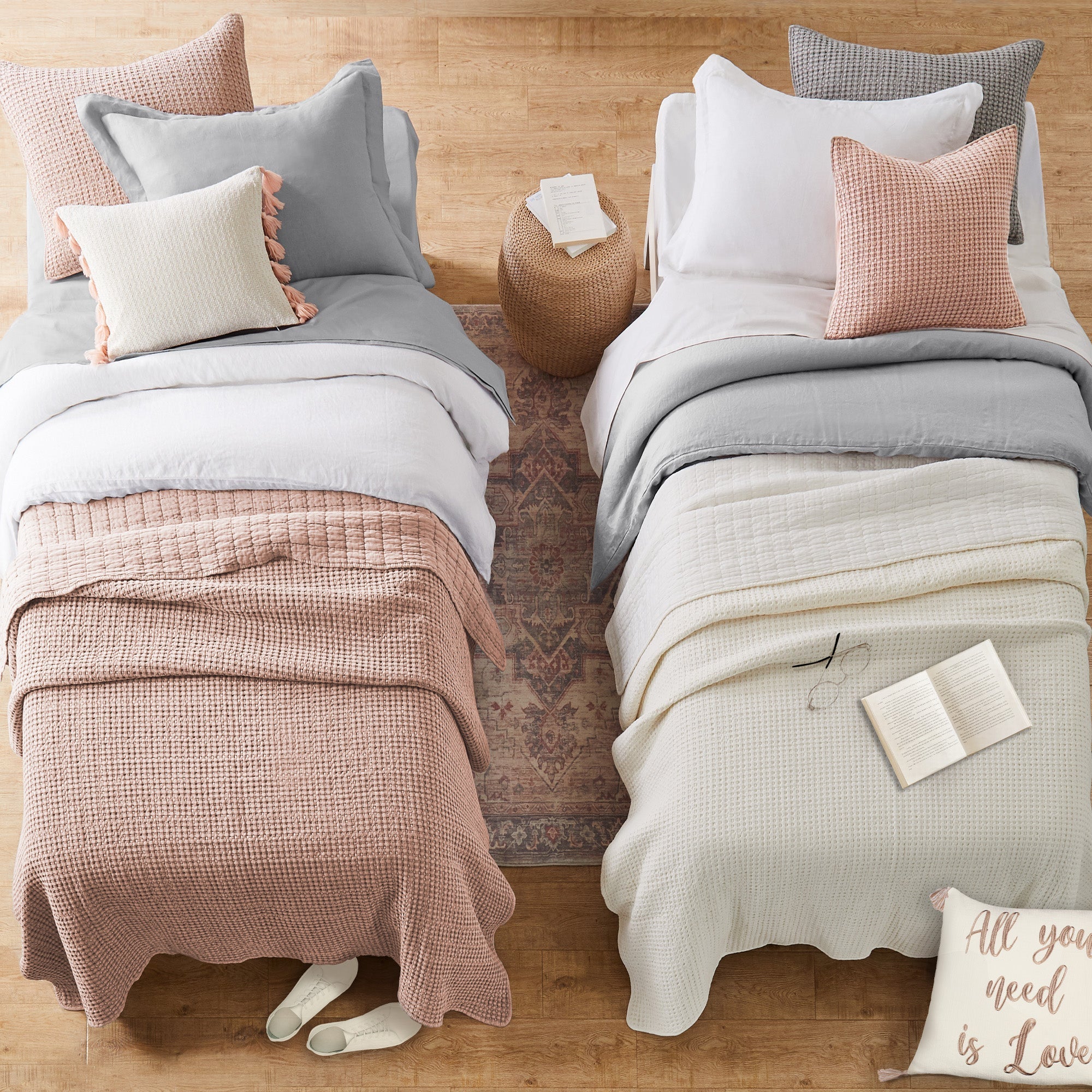  Levtex Home Mills Waffle Quilt Set Blush - Blush - Bonton