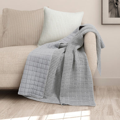  Levtex Home Mills Waffle Quilted Throw Grey - Grey - Bonton