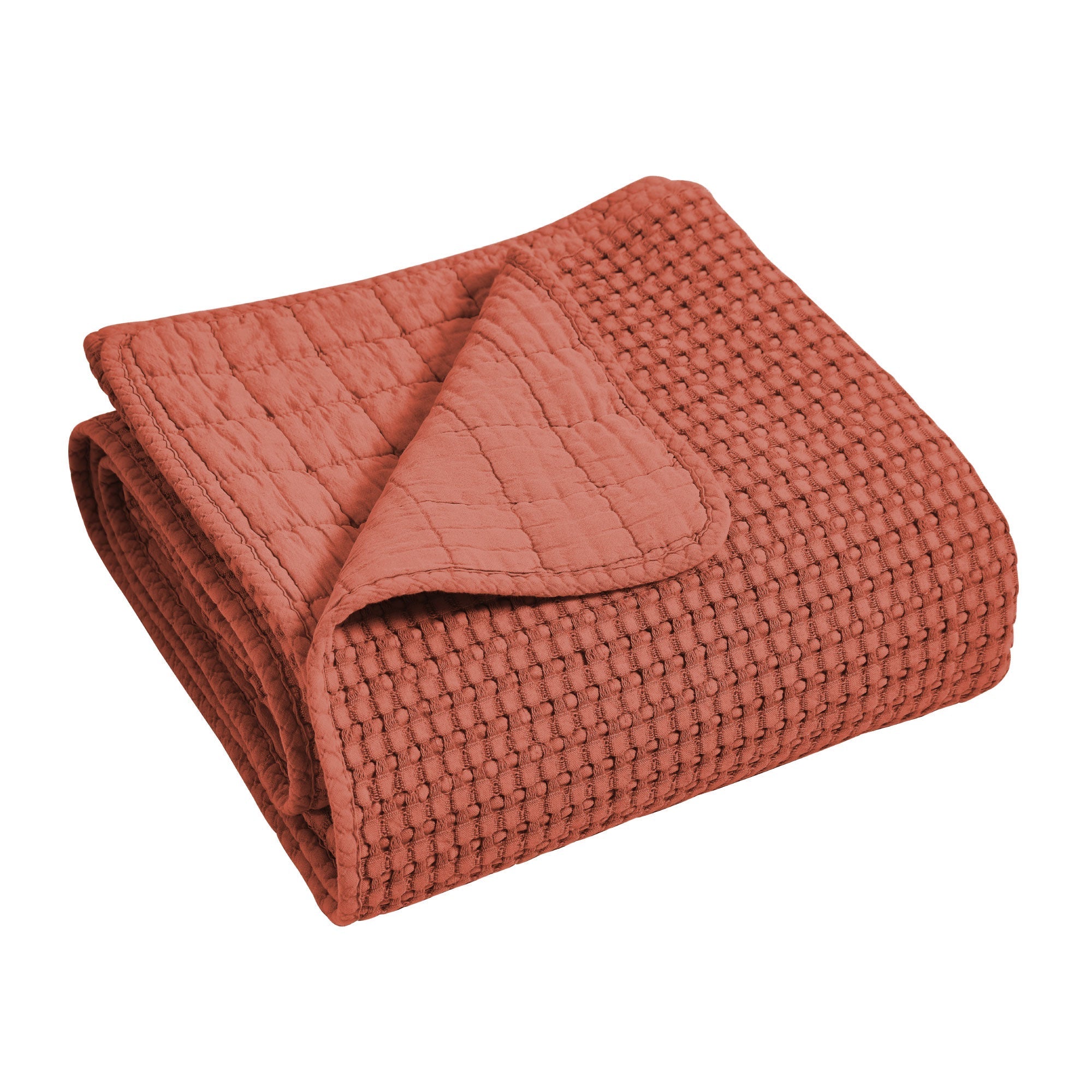  Levtex Home Mills Waffle Quilted Throw Coral - Coral - Bonton