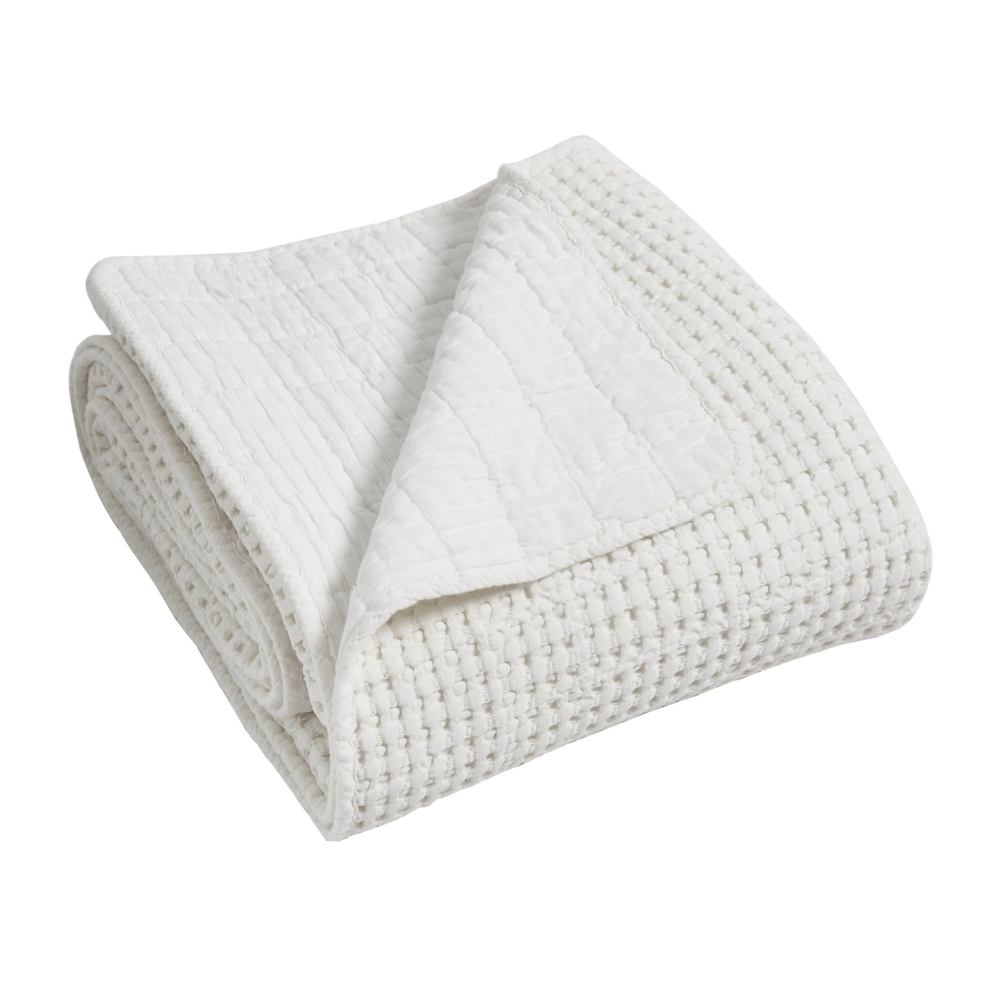  Levtex Home Mills Waffle Quilted Throw White - White - Bonton