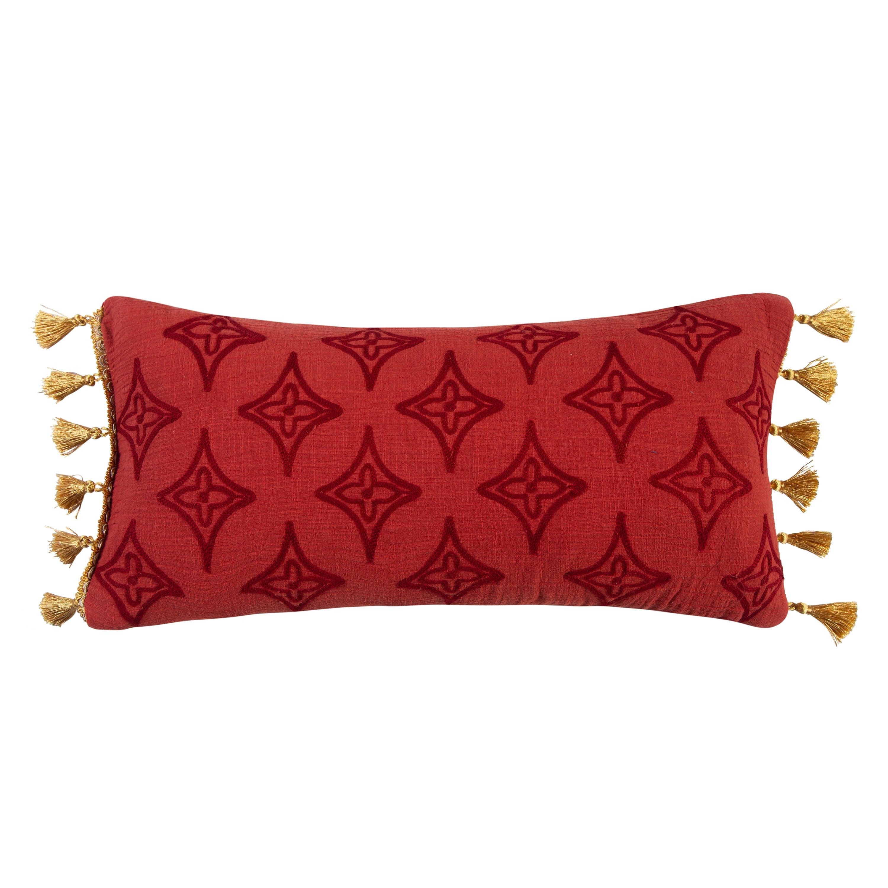  Levtex Home Moreno Red Crewel Tassel Pillow - Red - Bonton