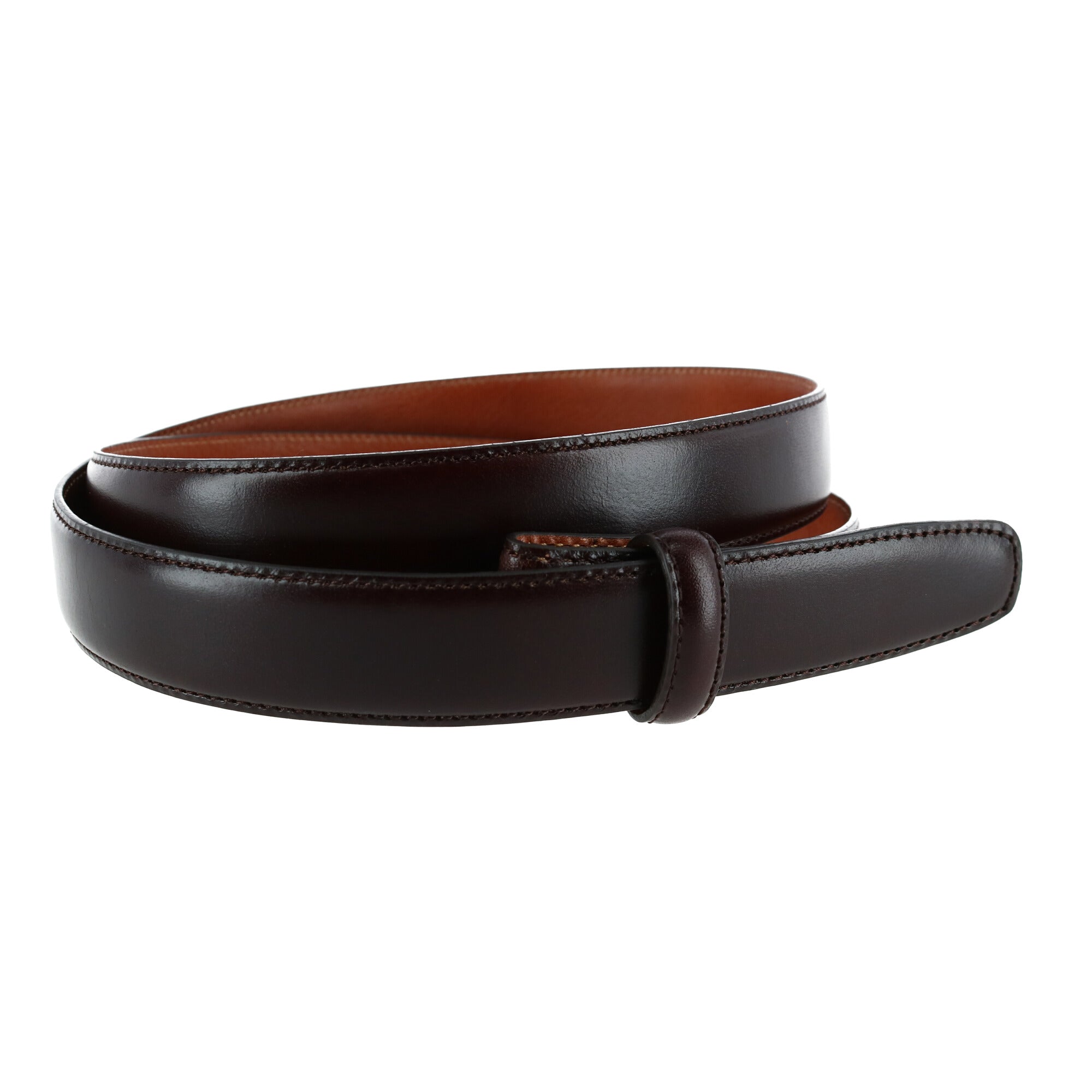  Trafalgar Cortina Leather 25mm Compression Belt Strap - Dark Brown - Bonton