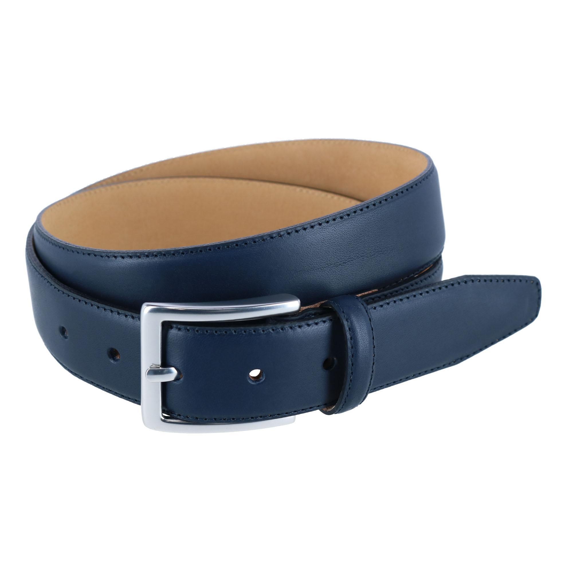  Trafalgar Orion Smooth Calfskin 35mm Dress Belt - Navy - Bonton