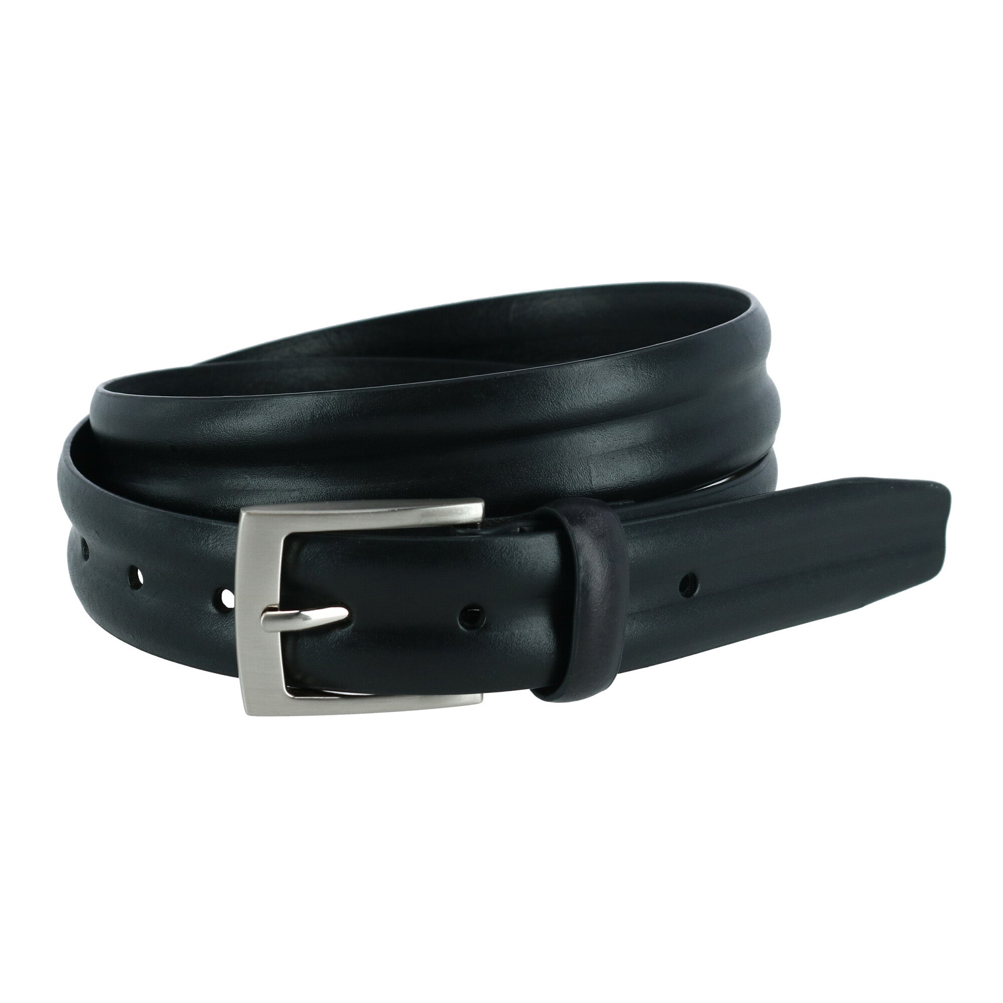  Trafalgar 35MM Center Heat Crease Leather Belt - Black - Bonton