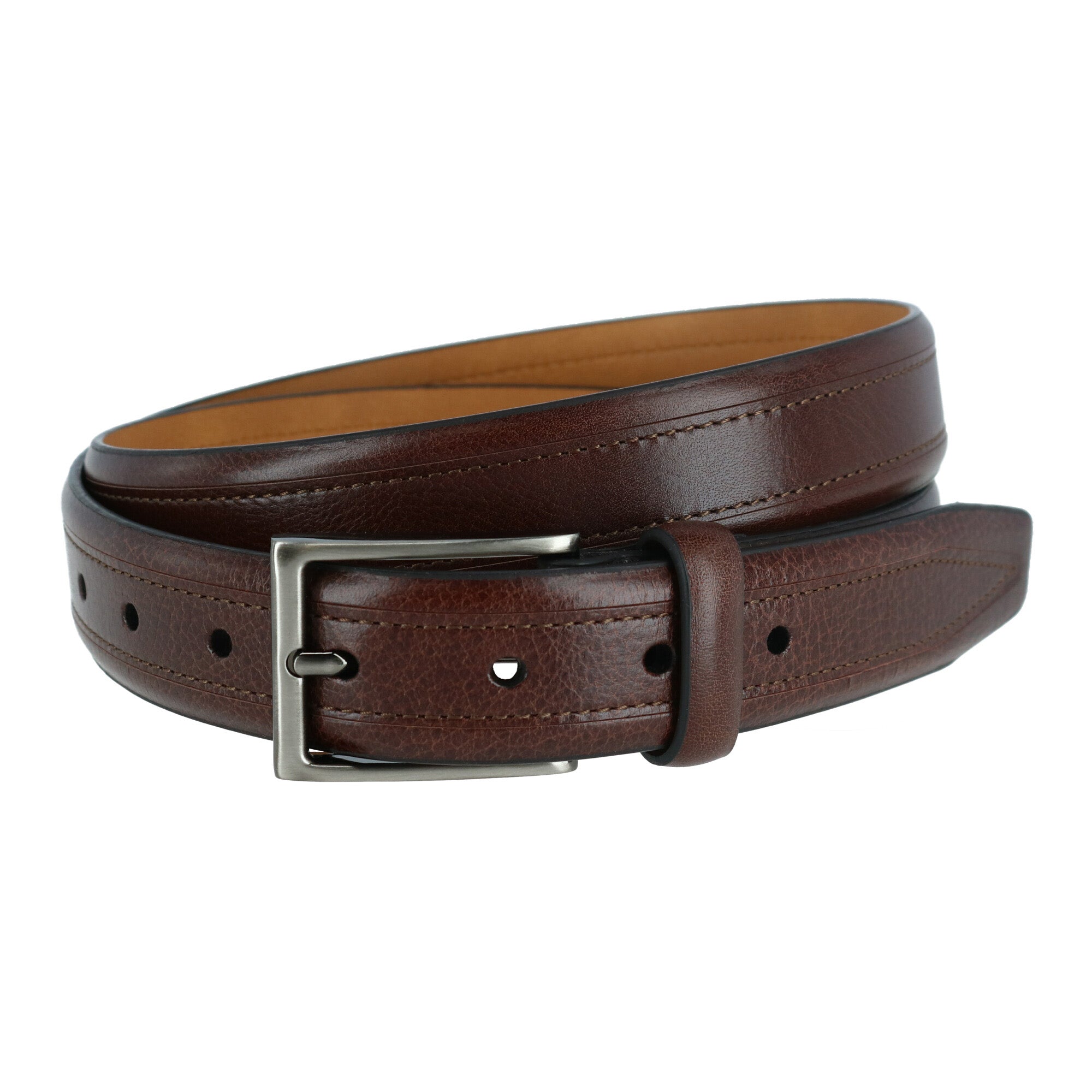  Trafalgar Perforated Touch Leather Belt - Black - Bonton