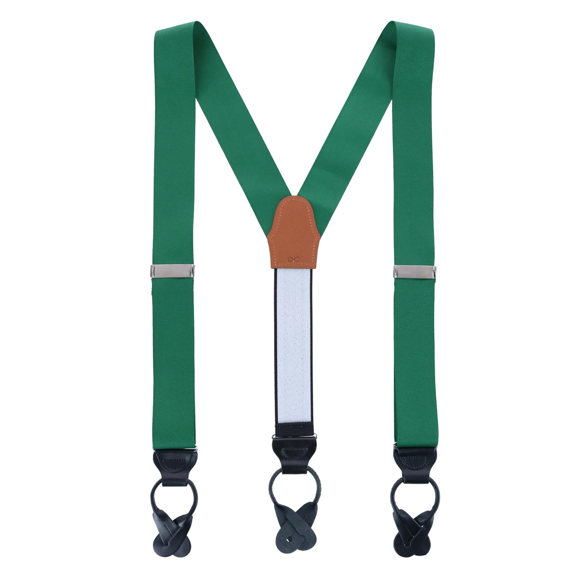  Trafalgar Phoenix 38mm Grosgrain Non Stretch Ribbon Button End Braces - Dark Green - Bonton