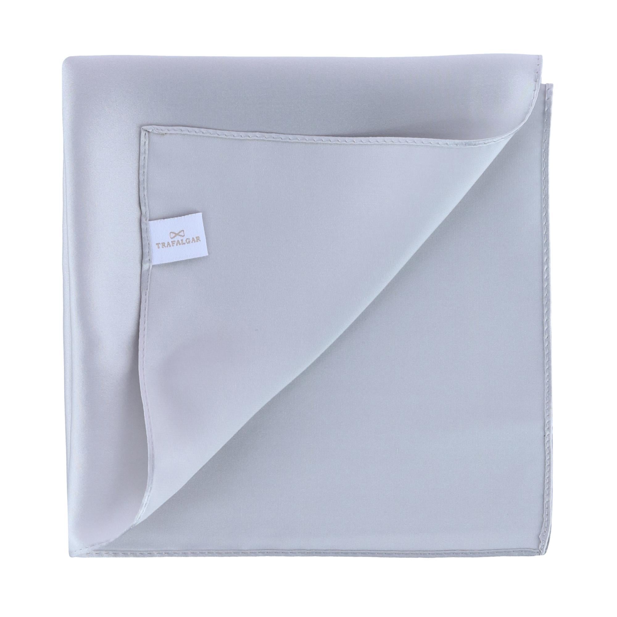  Trafalgar Sutton Solid Color 13 Inch Silk Pocket Square - Silver - Bonton