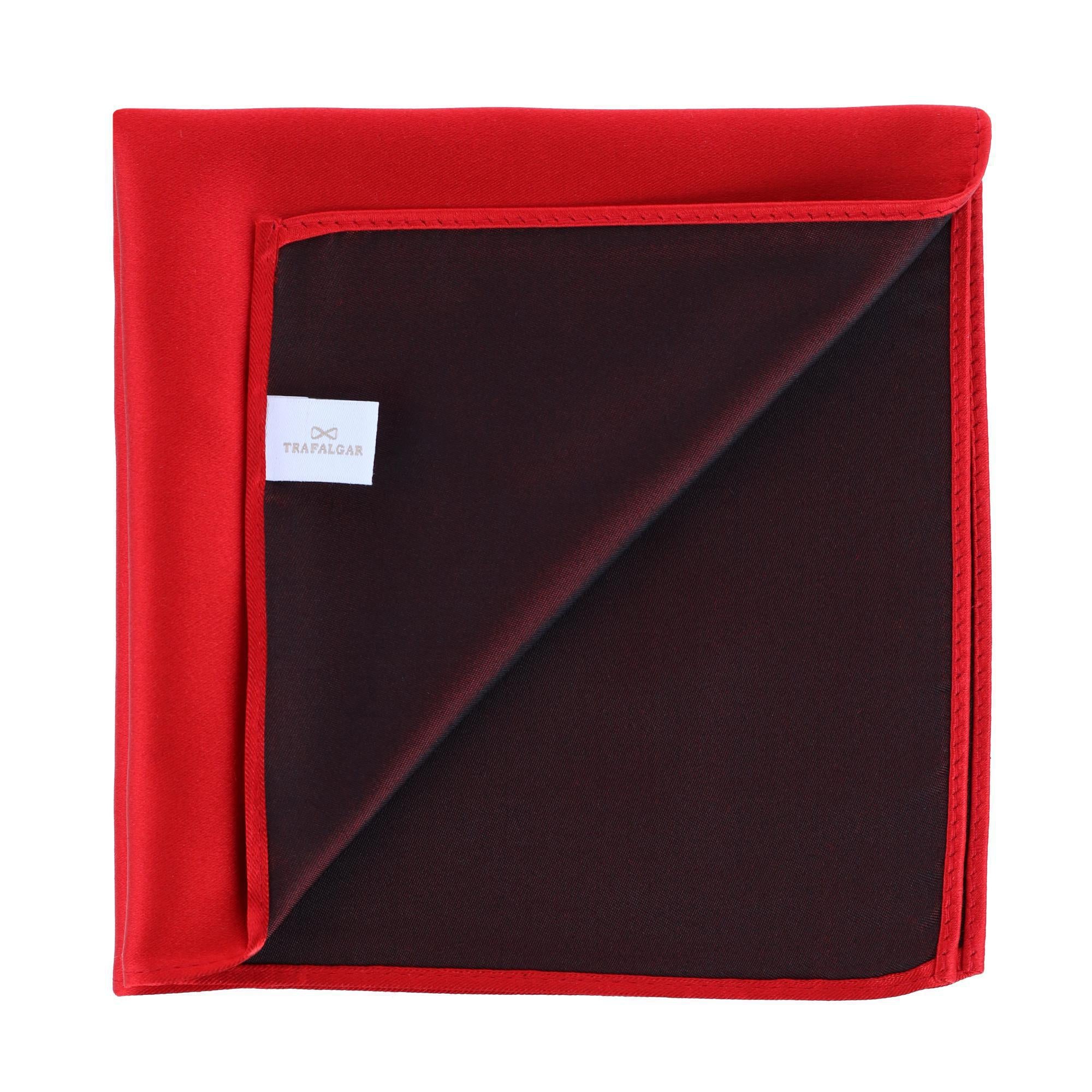  Trafalgar Sutton Solid Color 13 Inch Silk Pocket Square - Red - Bonton