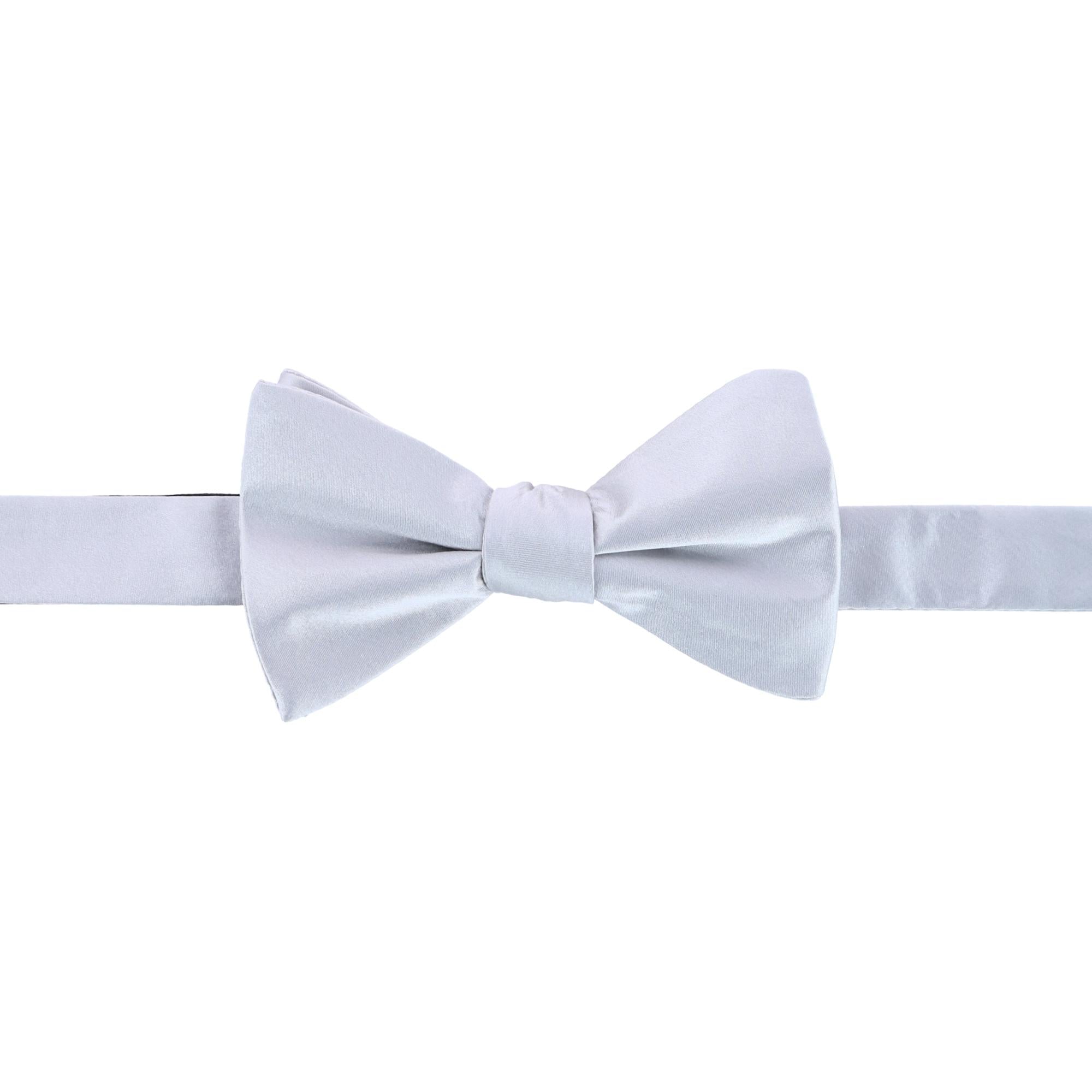  Trafalgar Sutton Solid Color Silk Bow Tie - Silver - Bonton