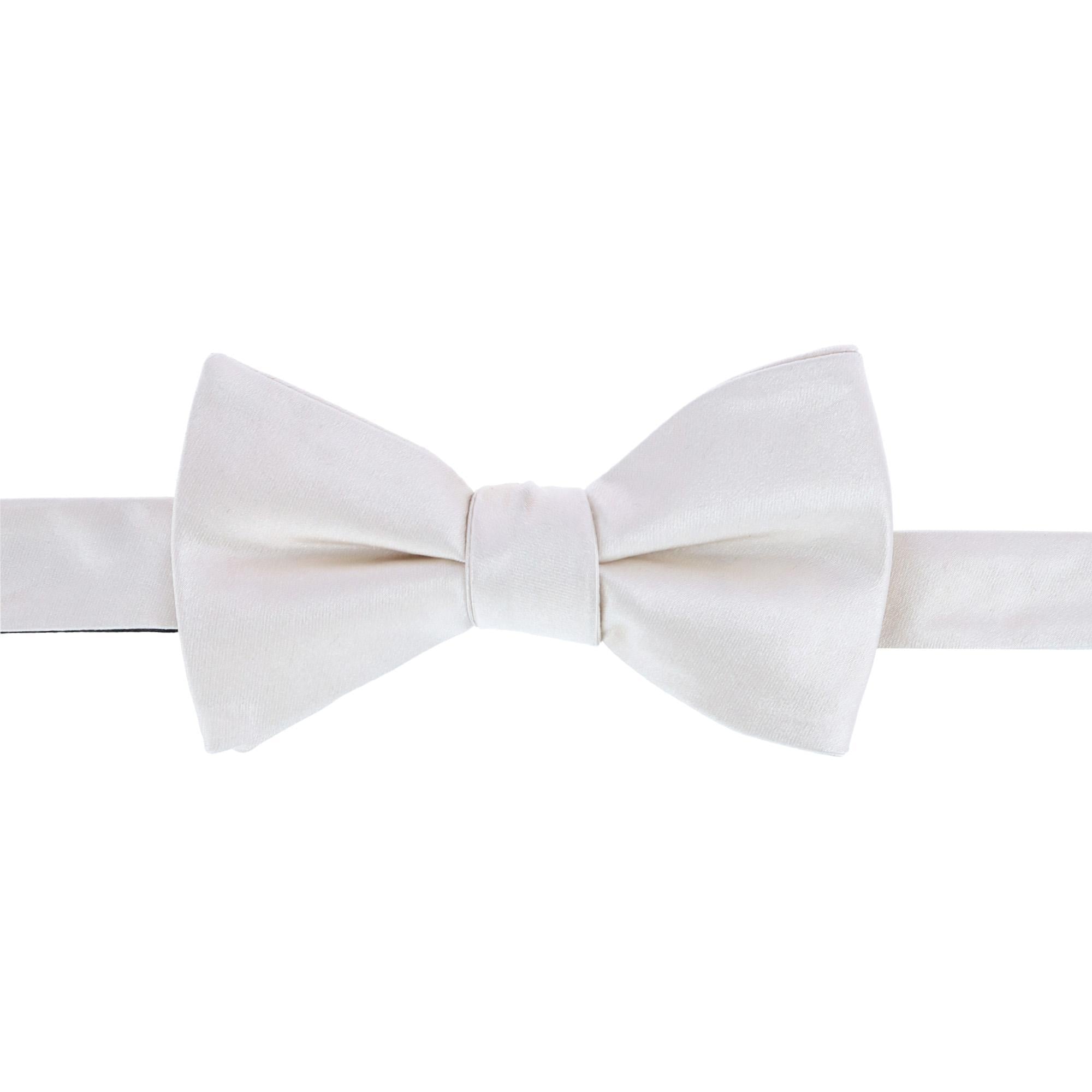  Trafalgar Sutton Solid Color Silk Bow Tie - Ivory - Bonton