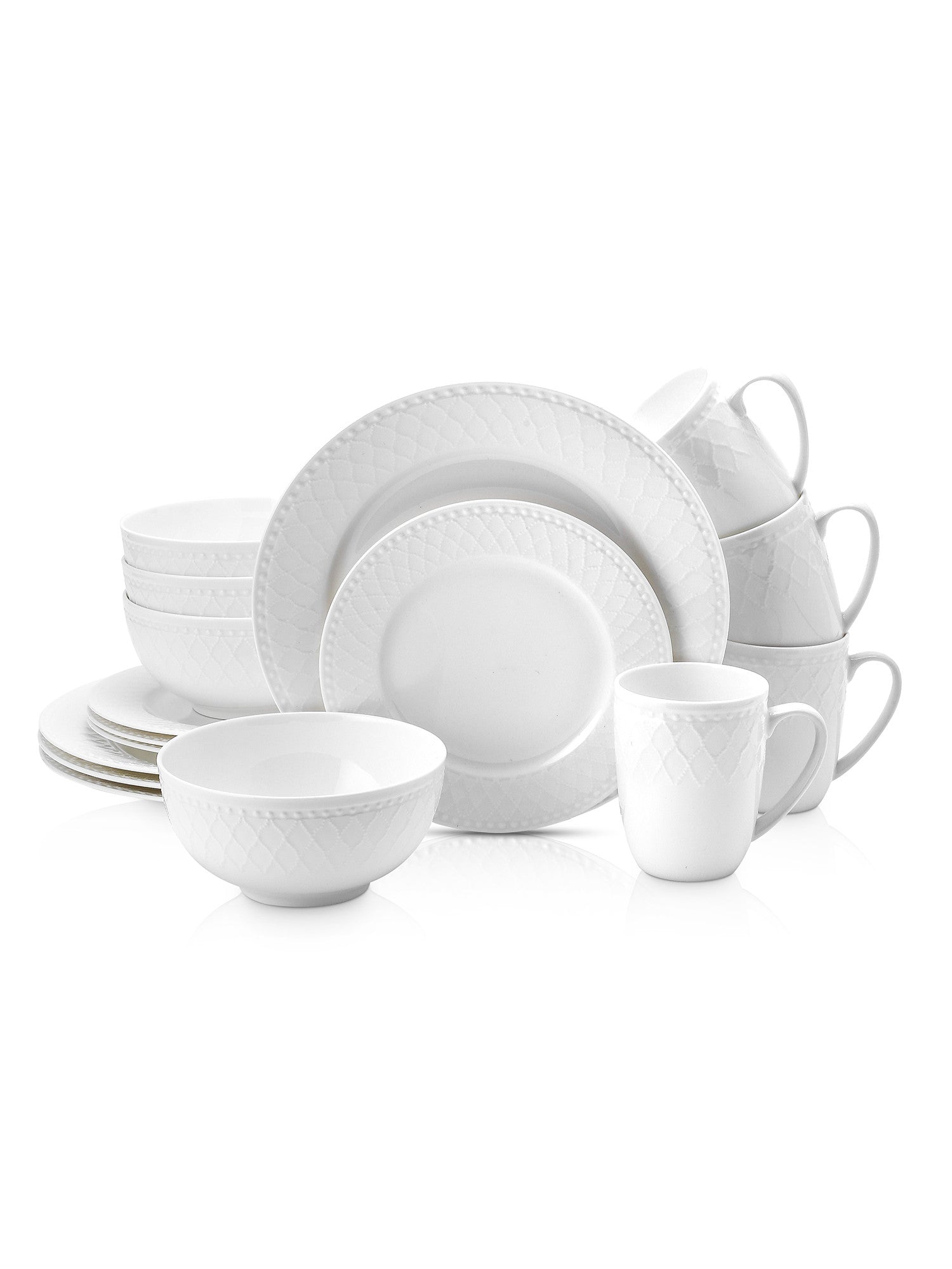  Stone + Lain Alexandria 16-Piece Dinnerware Set Bone China - White - Bonton