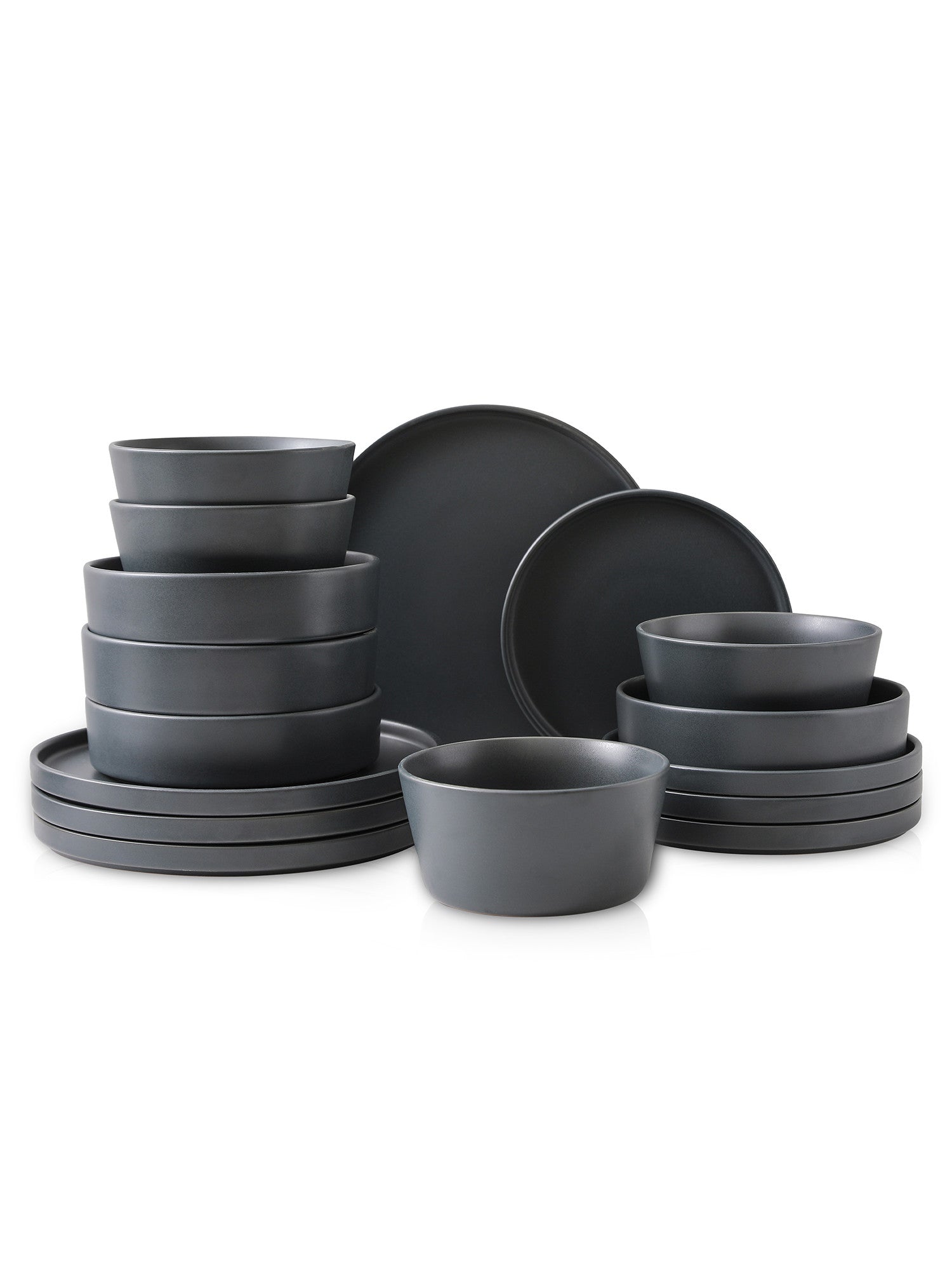  Stone + Lain Celina 16-Piece Dinnerware Set Stoneware, Cereal And Pasta Bowls - Grey - Bonton