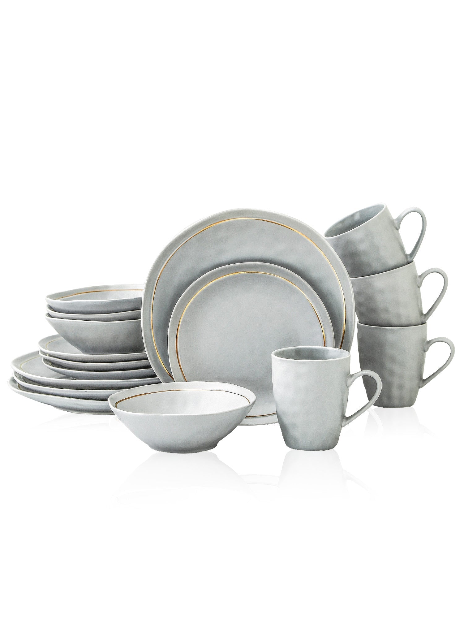  Stone + Lain Clara 16-Piece Dinnerware Set Porcelain - Gray - Bonton