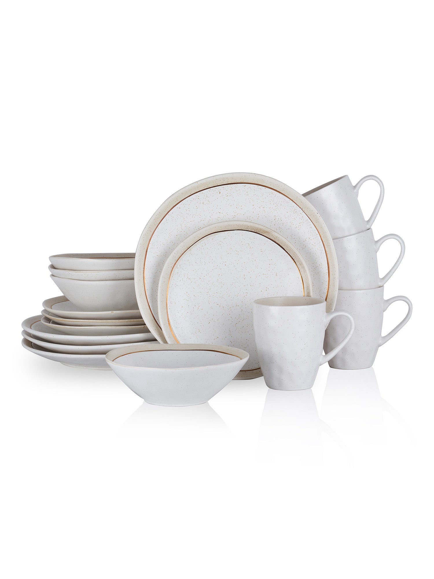  Stone + Lain Clara 16-Piece Dinnerware Set Porcelain - White - Bonton