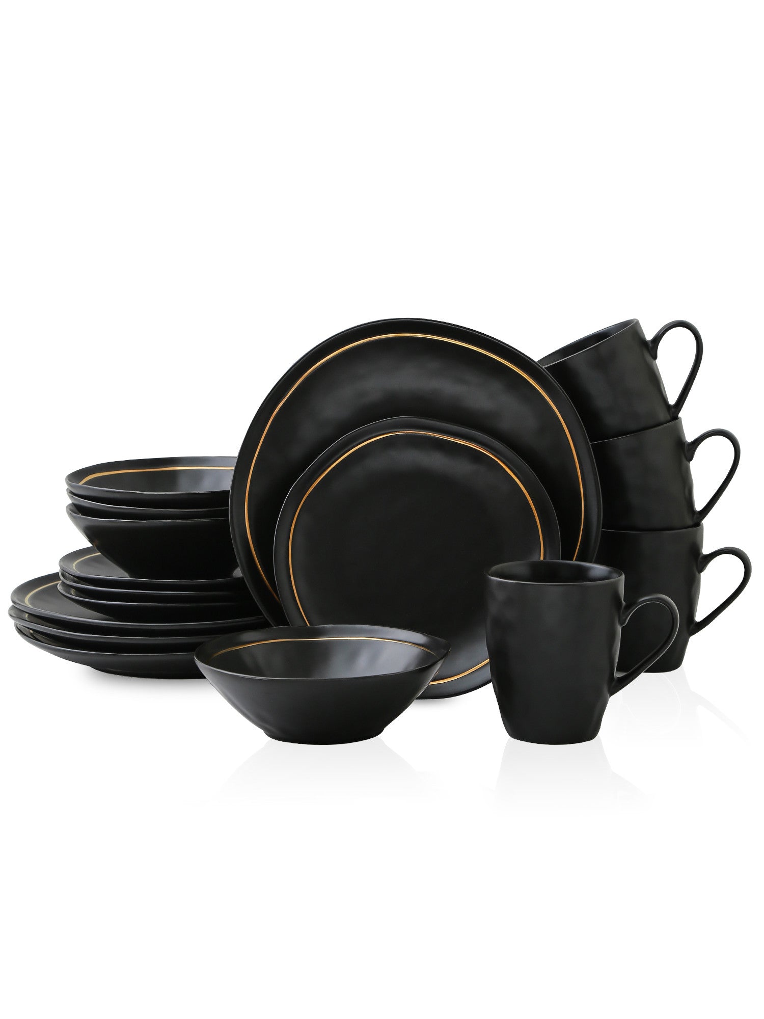  Stone + Lain Clara 16-Piece Dinnerware Set Porcelain - Black - Bonton