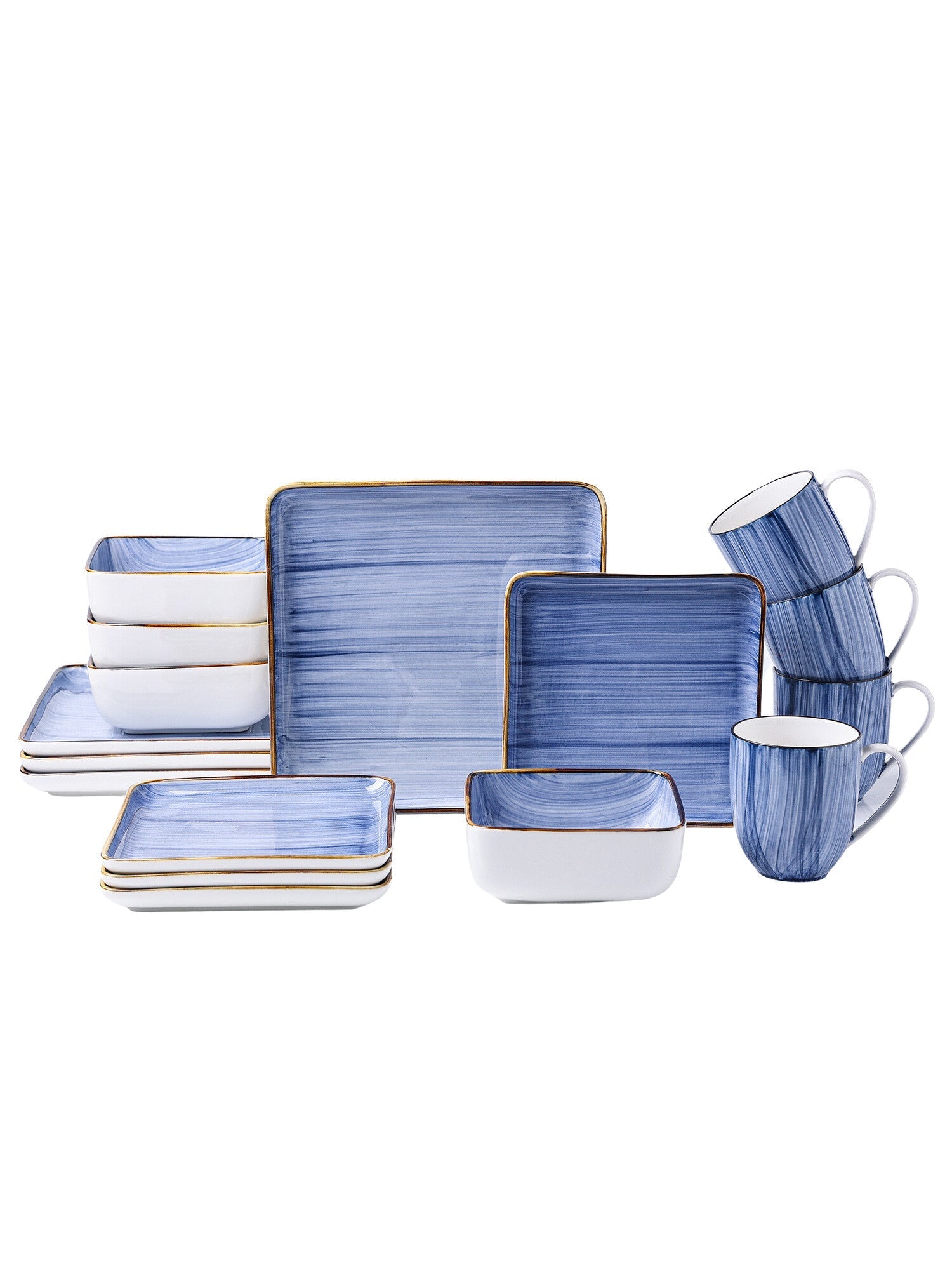  Stone + Lain Esmeralda 16-Piece Dinnerware Set Porcelain - Blue - Bonton