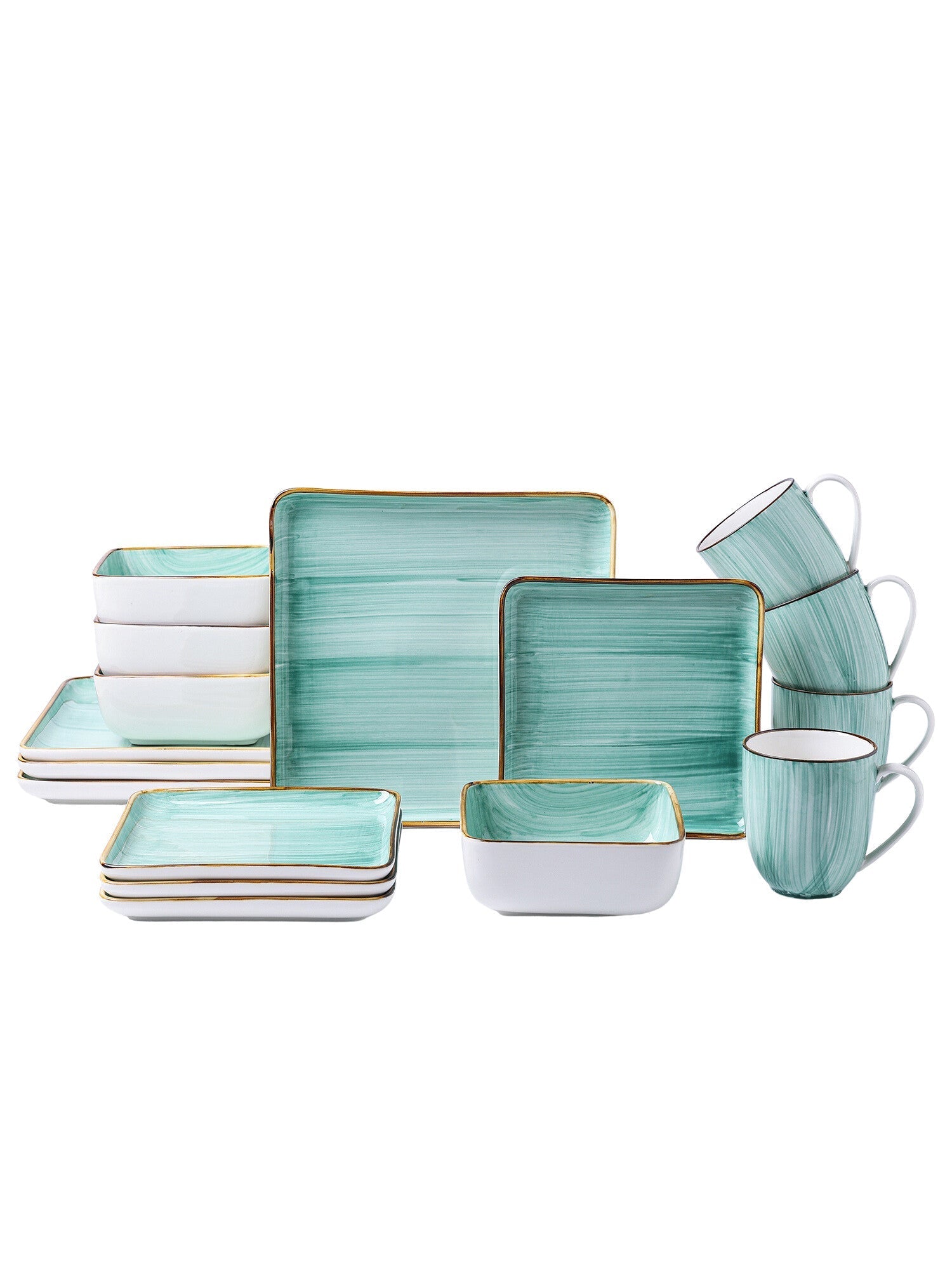  Stone + Lain Esmeralda 16-Piece Dinnerware Set Porcelain - Light Green - Bonton