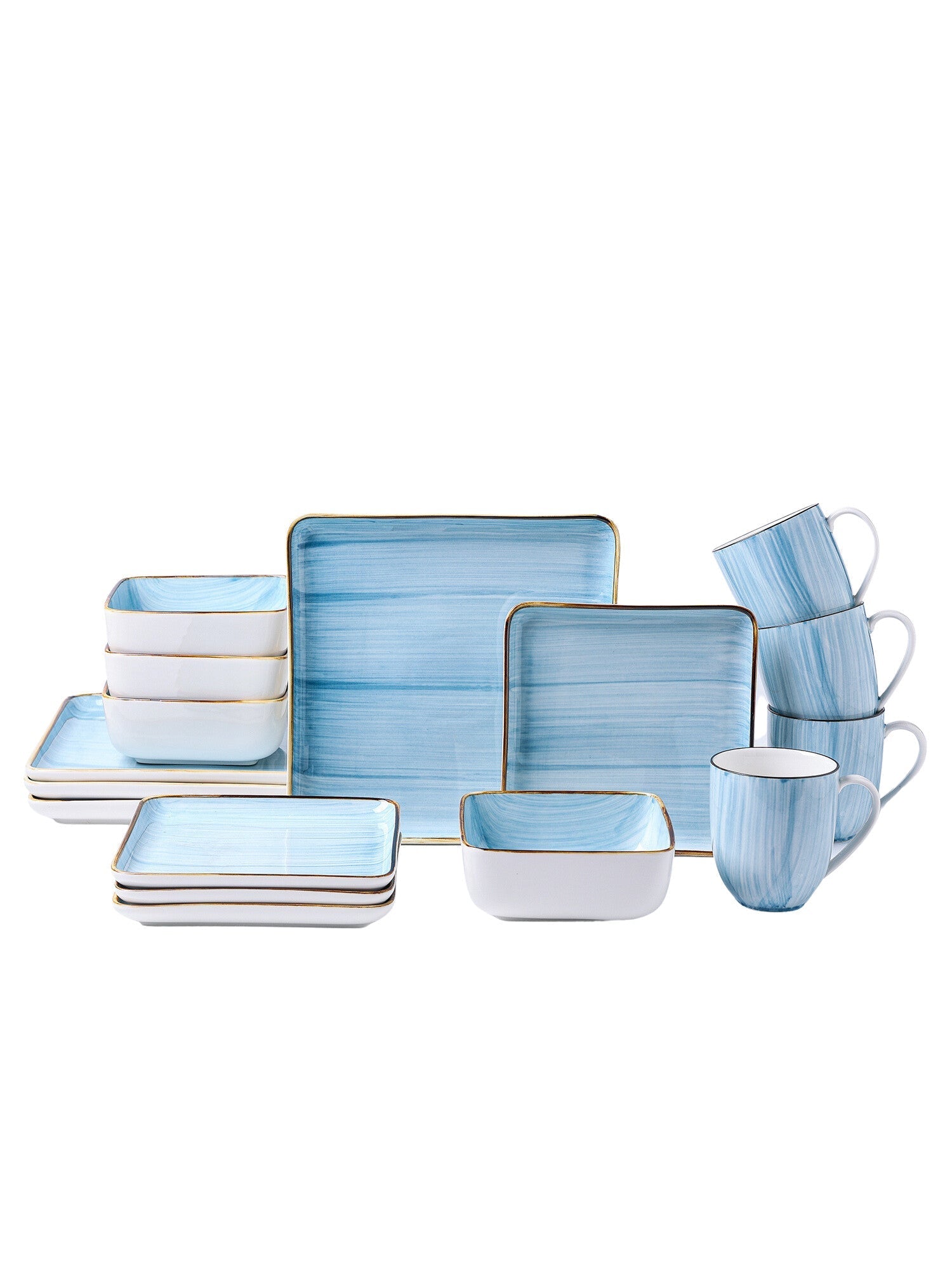  Stone + Lain Esmeralda 16-Piece Dinnerware Set Porcelain - Light Blue - Bonton