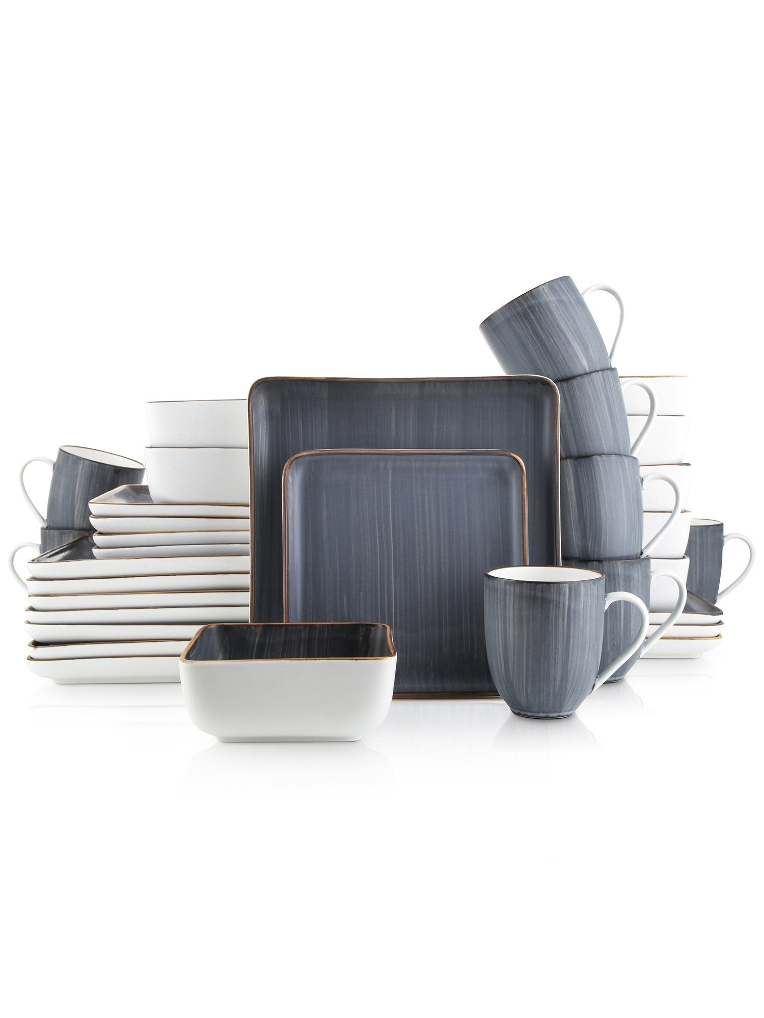  Stone + Lain Esmeralda 32-Piece Dinnerware Set Porcelain - Gray - Bonton