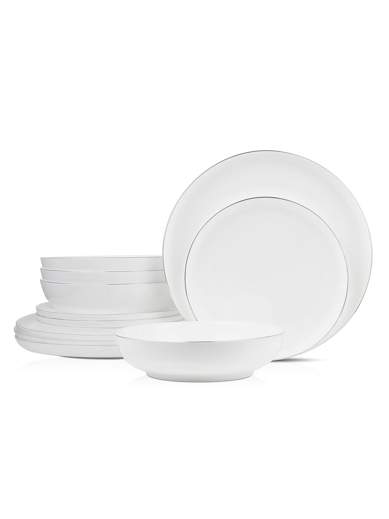  Stone + Lain Gabrielle 12-Piece Dinnerware Set Bone China - Platinum - Bonton