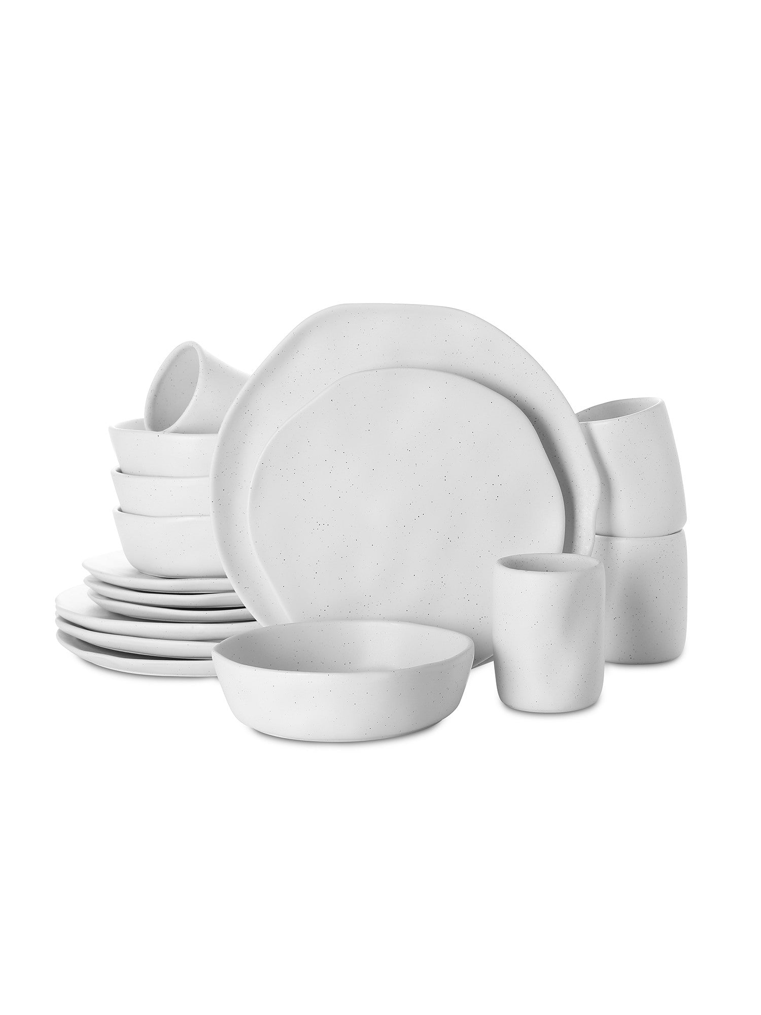  Stone + Lain Hekonda Debossed 16-Piece Dinnerware Set Stoneware - White Speckled - Bonton