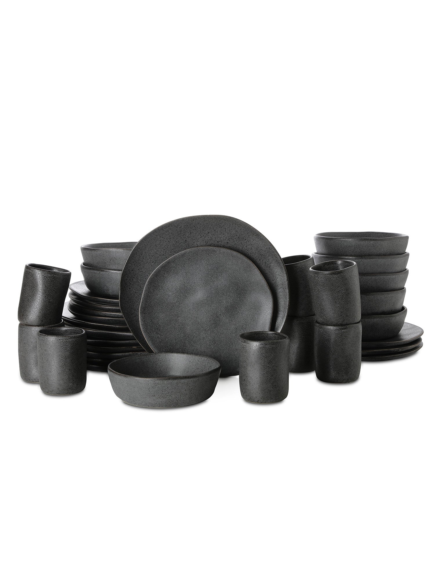  Stone + Lain Hekonda Debossed 32-Piece Dinnerware Set Stoneware - Gray - Bonton