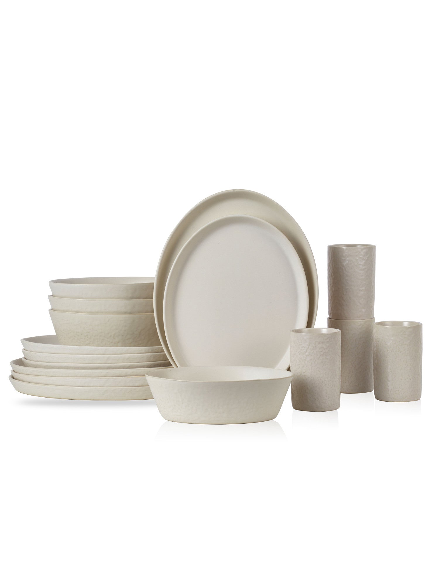  Stone + Lain Katachi 16-Piece Dinnerware Set Stoneware - Ivory - Bonton