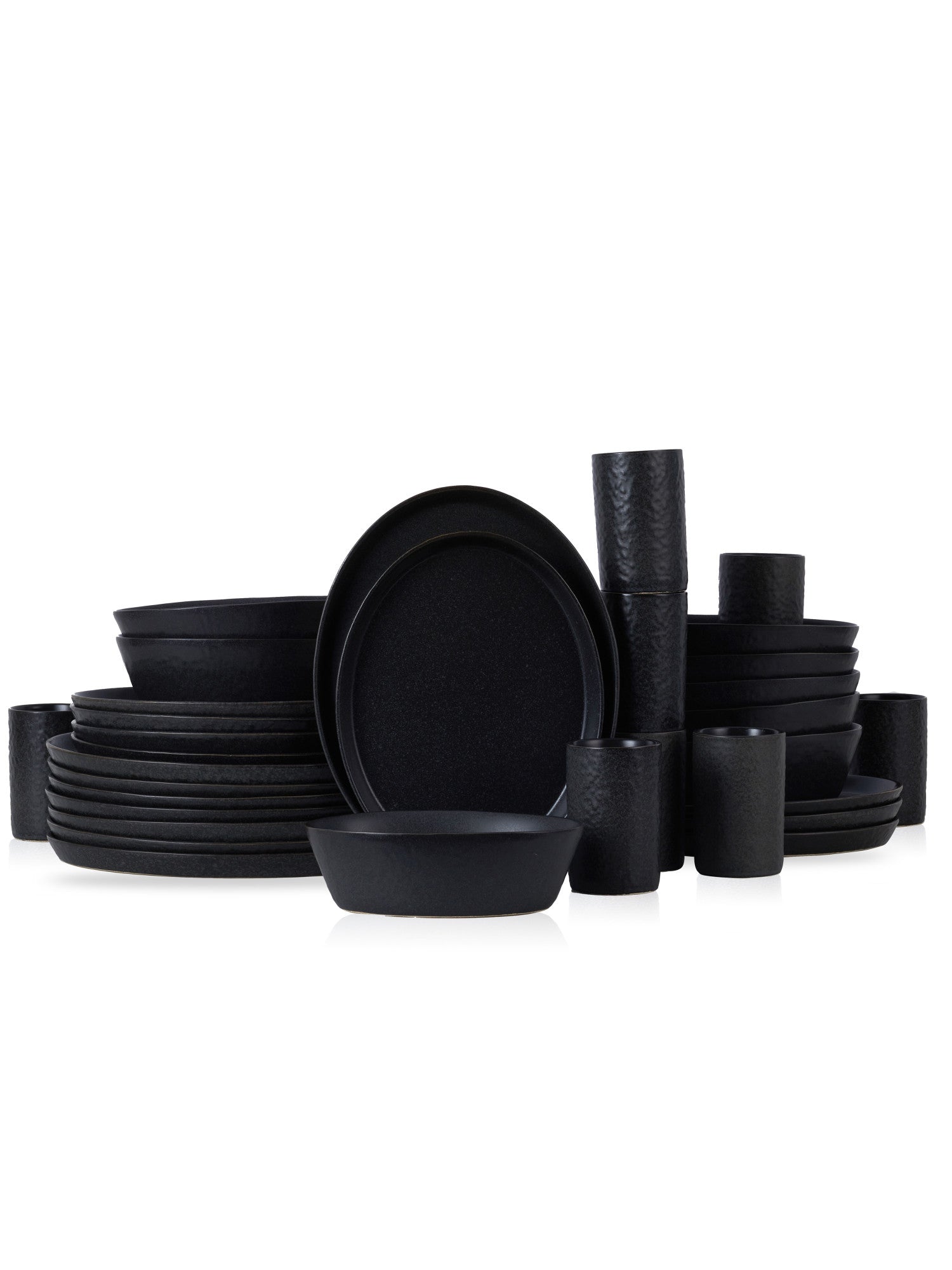  Stone + Lain Katachi 32-Piece Dinnerware Set Stoneware - Charcoal - Bonton