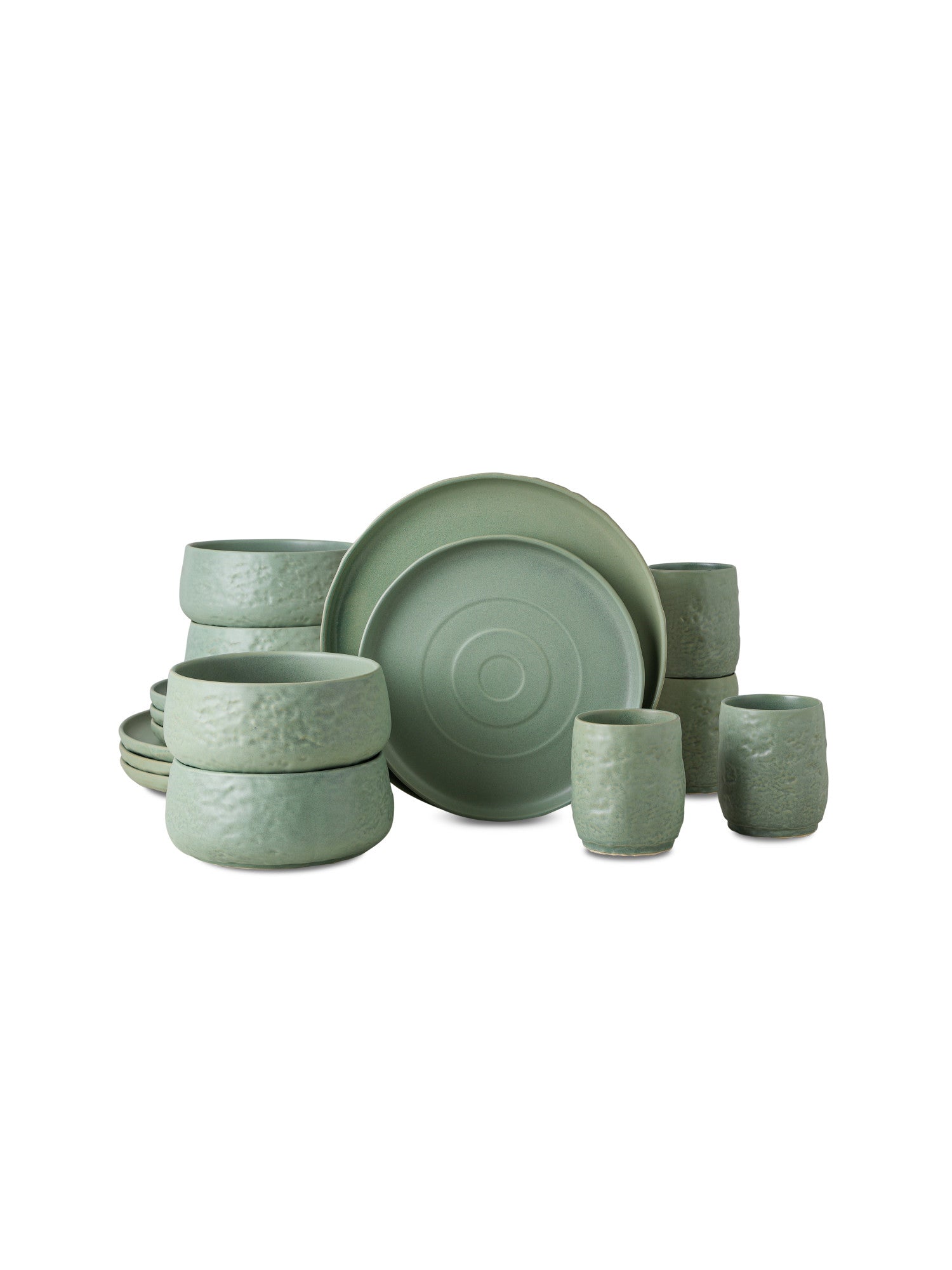  Stone + Lain Shosai 16-Piece Dinnerware Set Stoneware - Sage - Bonton