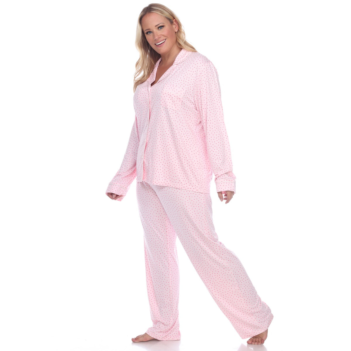  White Mark Plus Size Long Sleeve Pajama Set - 1X - Bonton