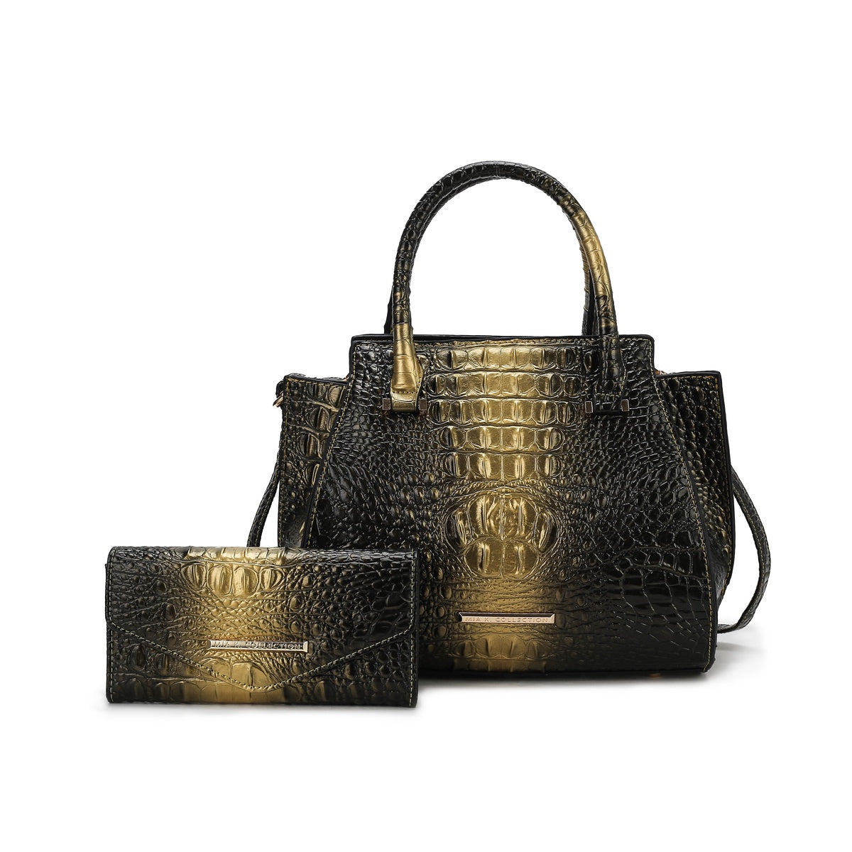  MKF Collection Bently Croc-Embossed Tote and Set - Purple - Bonton