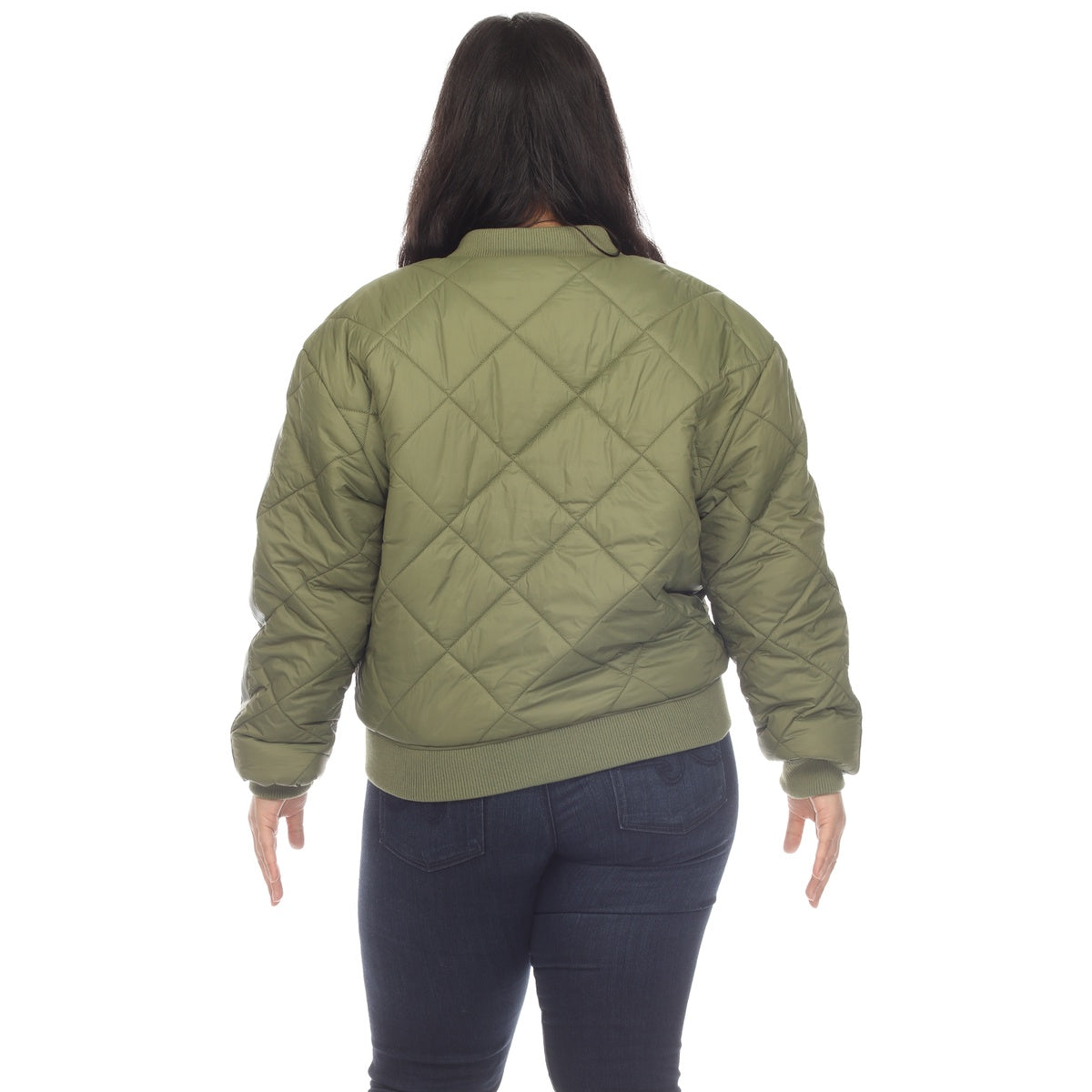  White Mark Plus Size Lightweight Diamond Quilted Puffer Bomber Jacket - 1X - Bonton