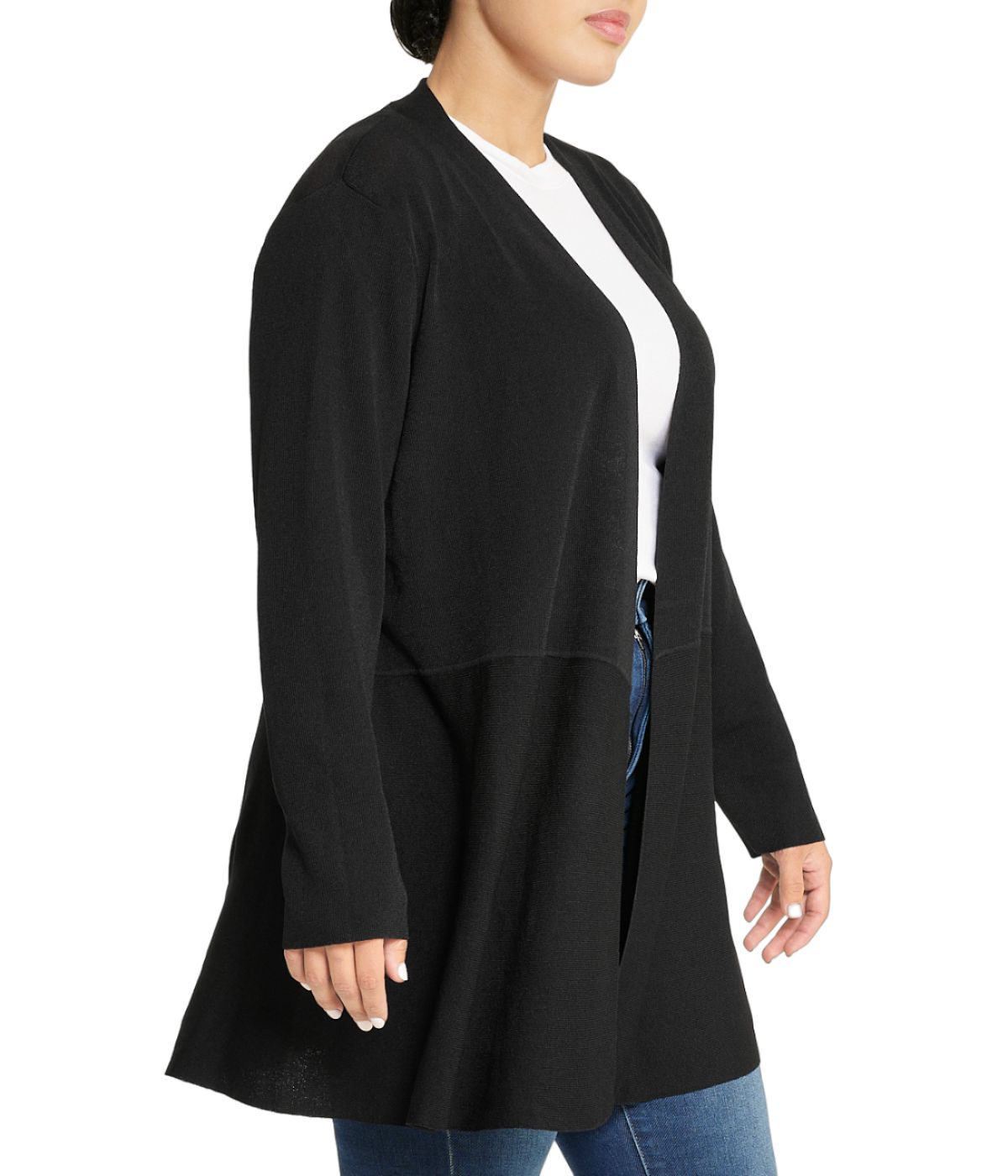  Anne Klein Long Cardigan with Waist Seam Plus Size - Anne Black - Bonton