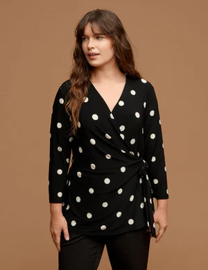  Anne Klein Plus Size Dotted Wrap Top - TBD - Bonton