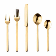 Stile Ice Gold 5 Piece Flatware Set