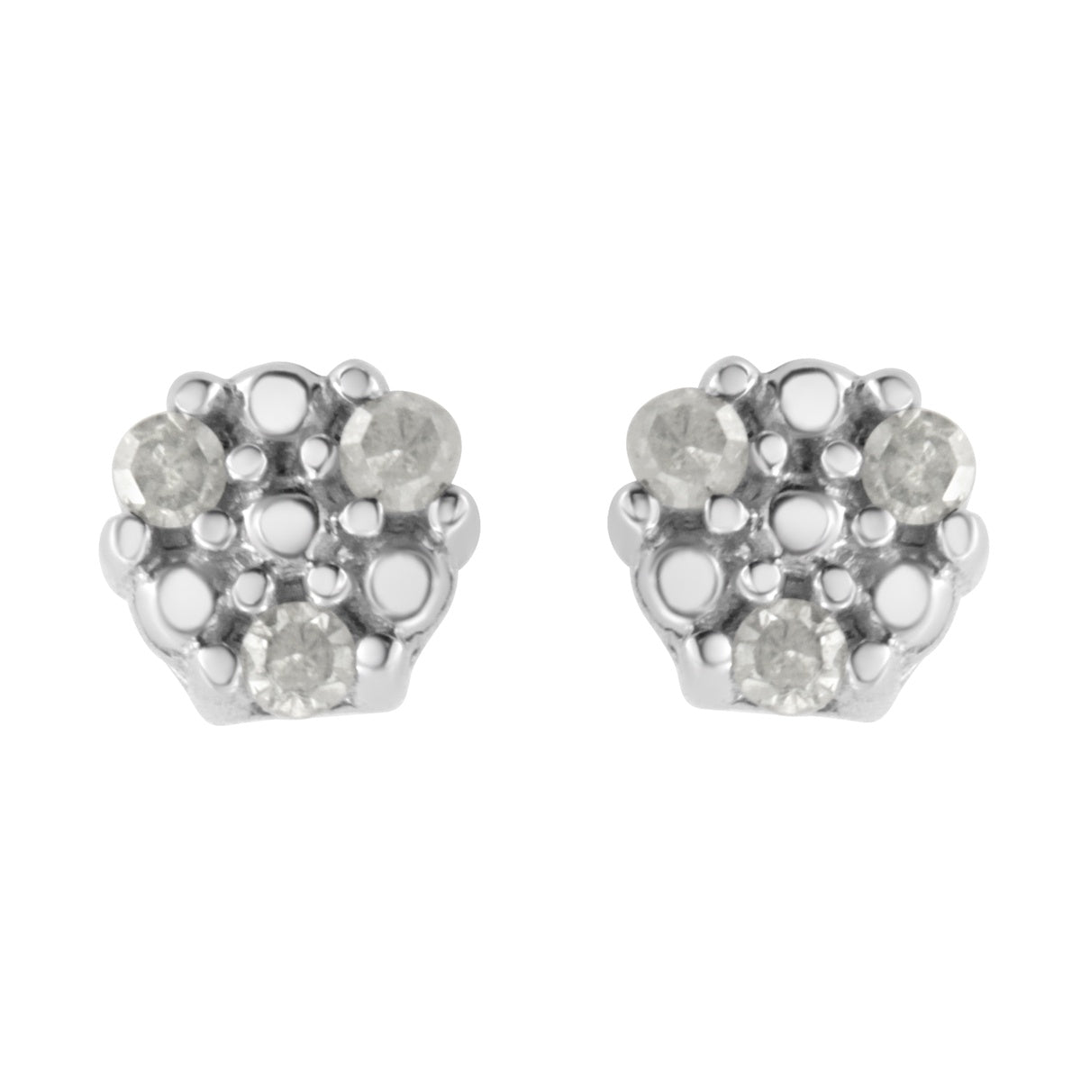  Haus of Brilliance .925 Sterling Silver 1/10 Cttw Prong Set Round-Cut Trio Diamond Stud Earrings (I-J Color, I3 Clarity) - Default Title - Bonton