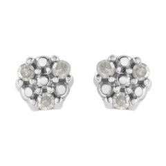 .925 Sterling Silver 1/10 Cttw Prong Set Round-Cut Trio Diamond Stud Earrings (I-J Color, I3 Clarity)